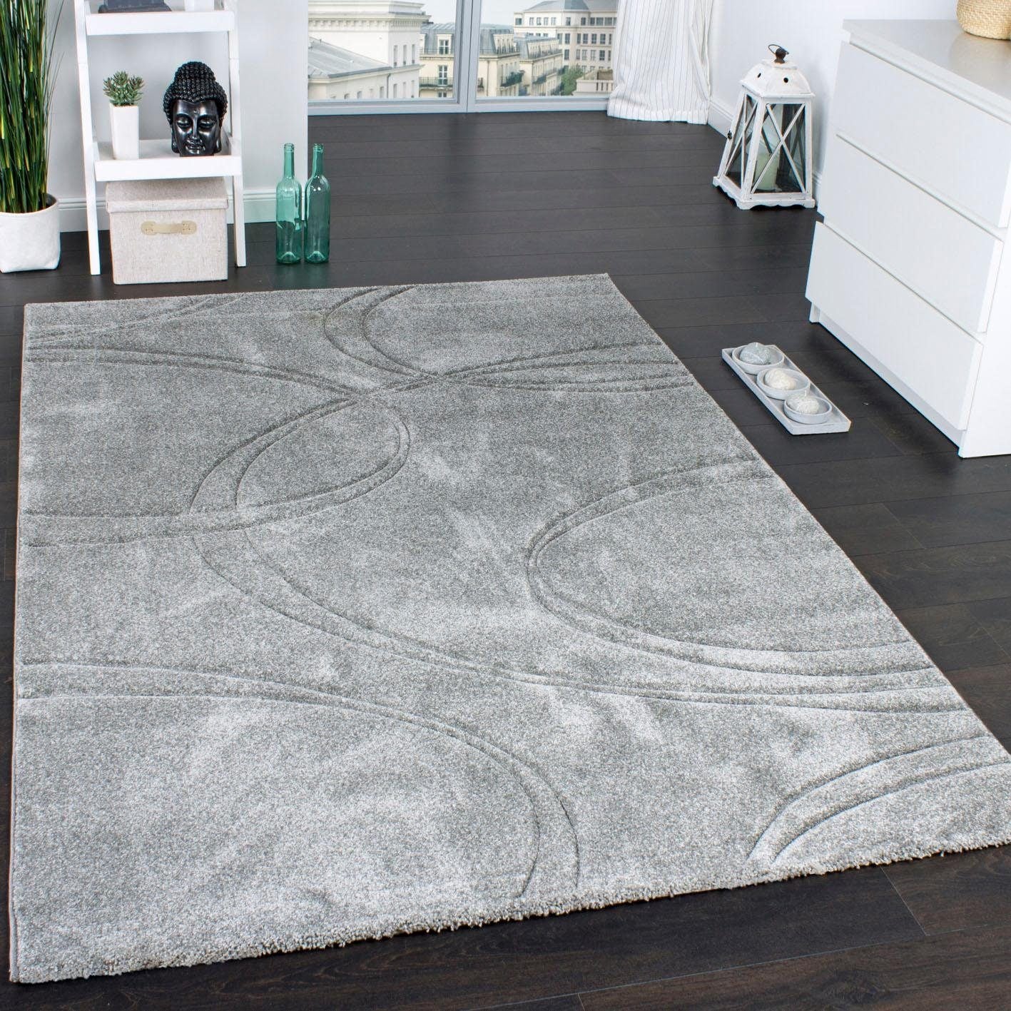 Paco Home Teppich »Brilliance 757«, rechteckig, 18 mm Höhe, Kurzflor, mit 3D-Design, ideal im Wohnzimmer & Schlafzimmer