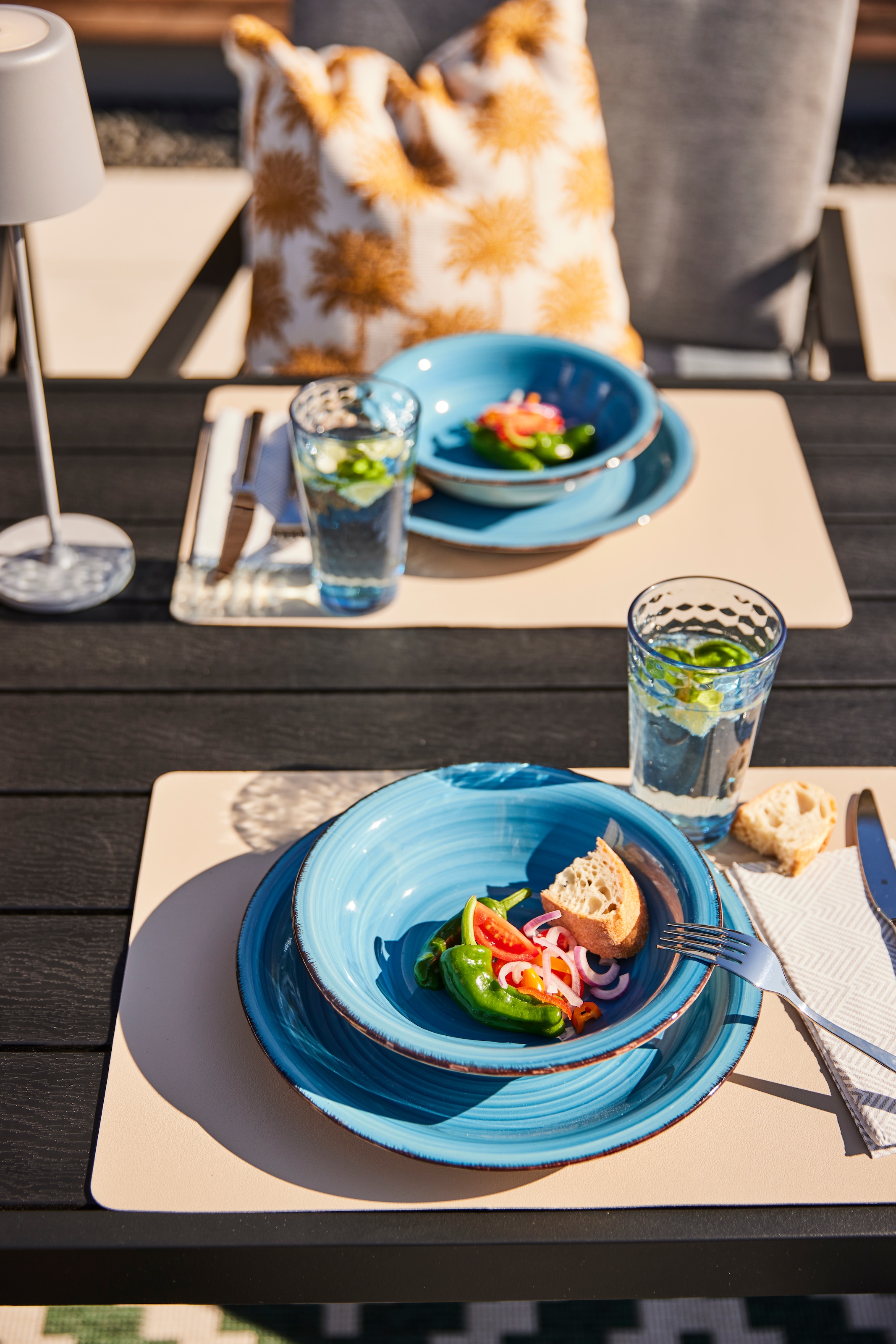 GOODproduct Tafelservice »Teller Set, Geschirr-Set Bell Tempo« rustikale Holzoptik mit Spiraldekor, 12 Teile, für 6 Personen