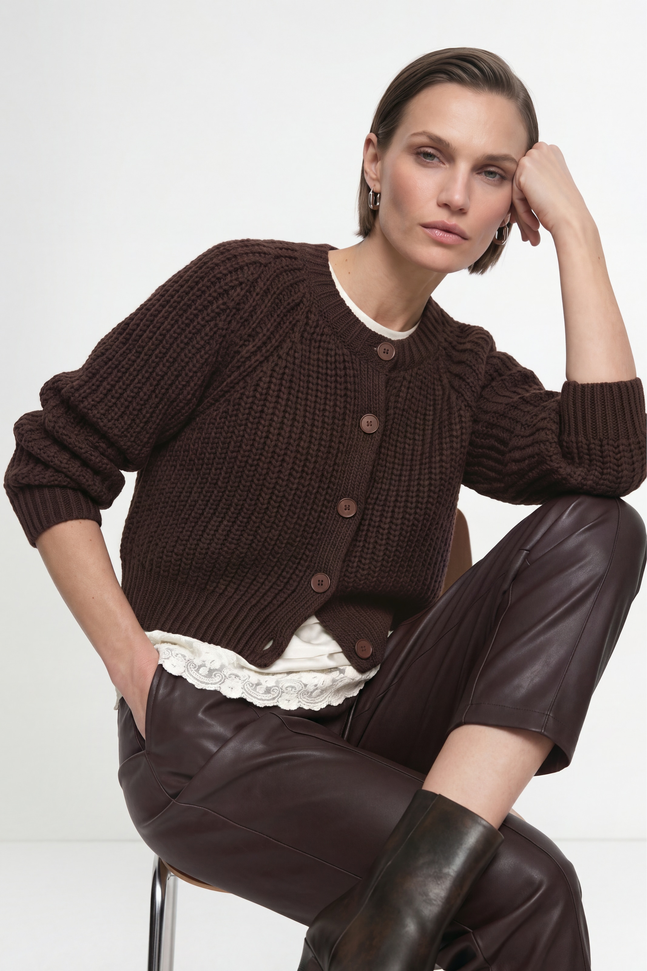 RICHROYAL Strickjacke mit Alpaka, Regular fit mit Rundhalsausschnitt