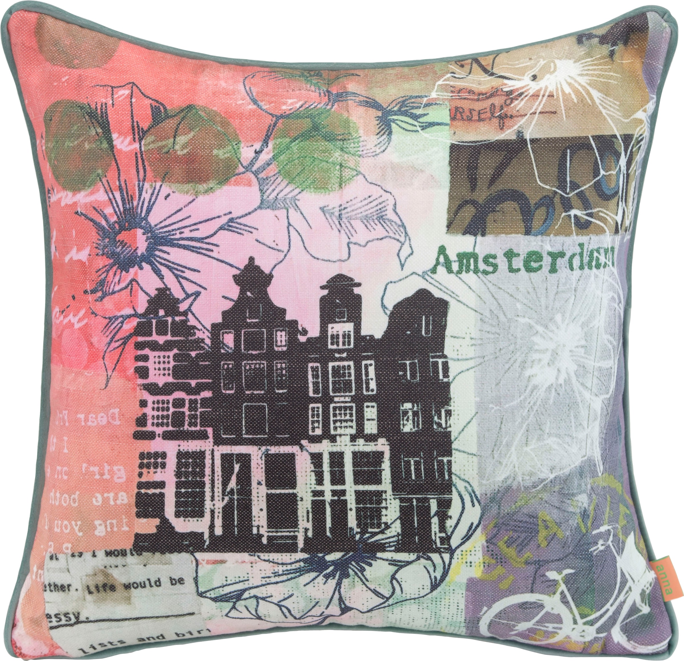Image of H.O.C.K. Dekokissen "Lieblingsstädte AMSTERDAM" mit Amsterdam-Motiv, Wendekissenhülle mit Füllung, 1 Stück