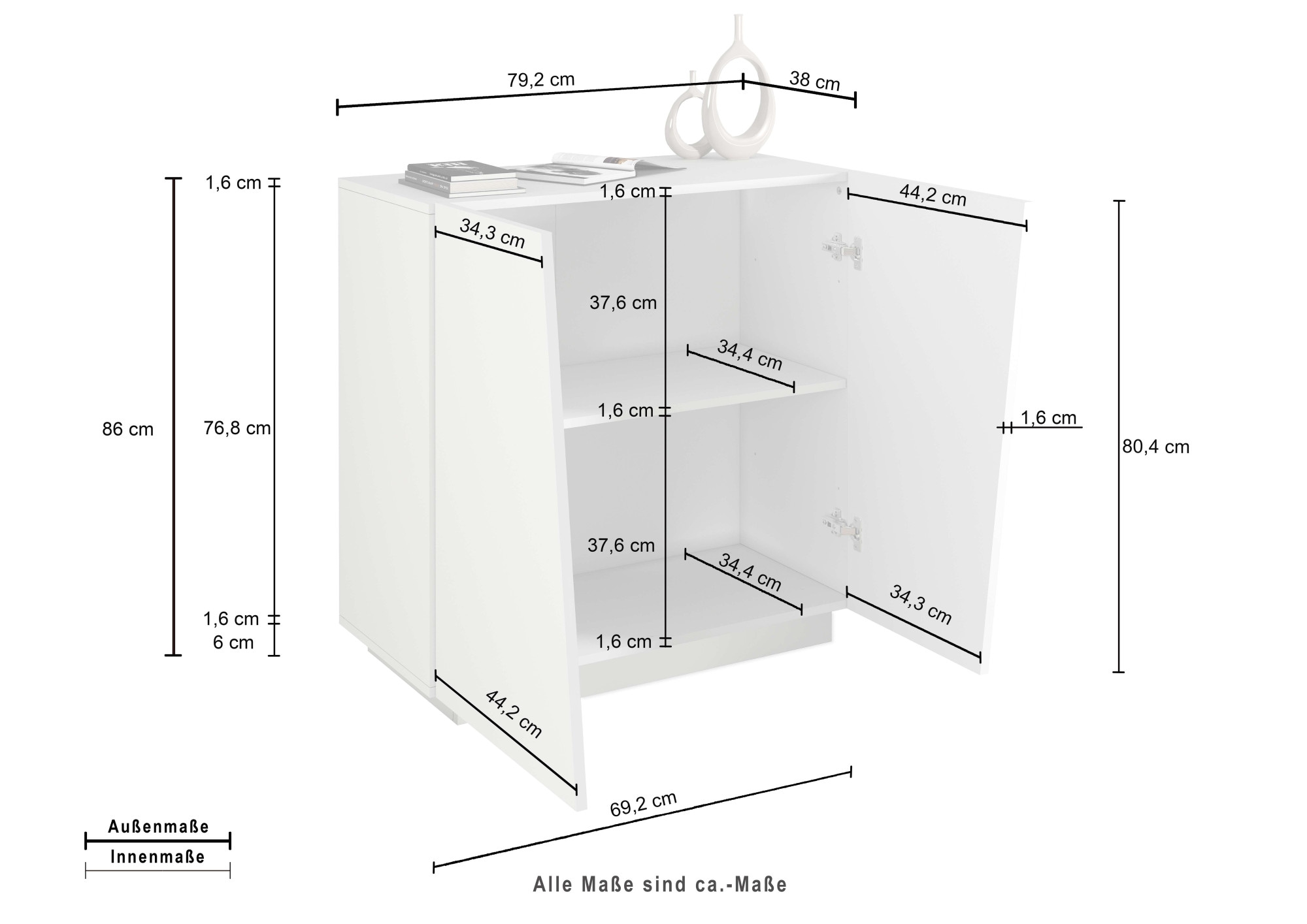 INOSIGN Aktenschrank »Vega, Mehrzweckschrank, Büroschrank, mit 2 Türen« & verstellbaren Einlegeböden, Höhe 86 oder 166 cm, Made in Italy