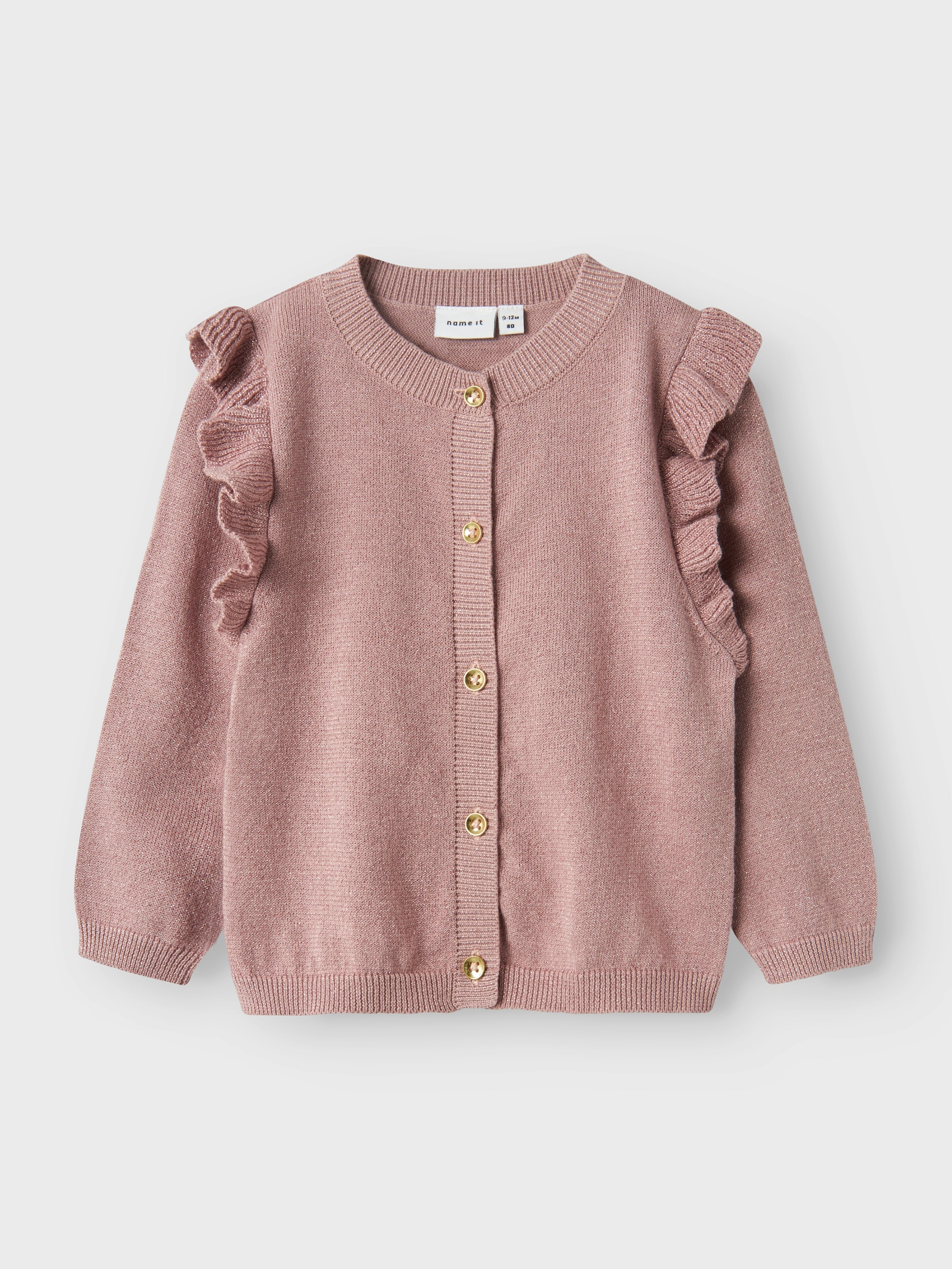 Image of Name It Strickjacke "NMFABINNE LS KNIT CARD NOOS" mit süsser Rüsche an den Schultern
