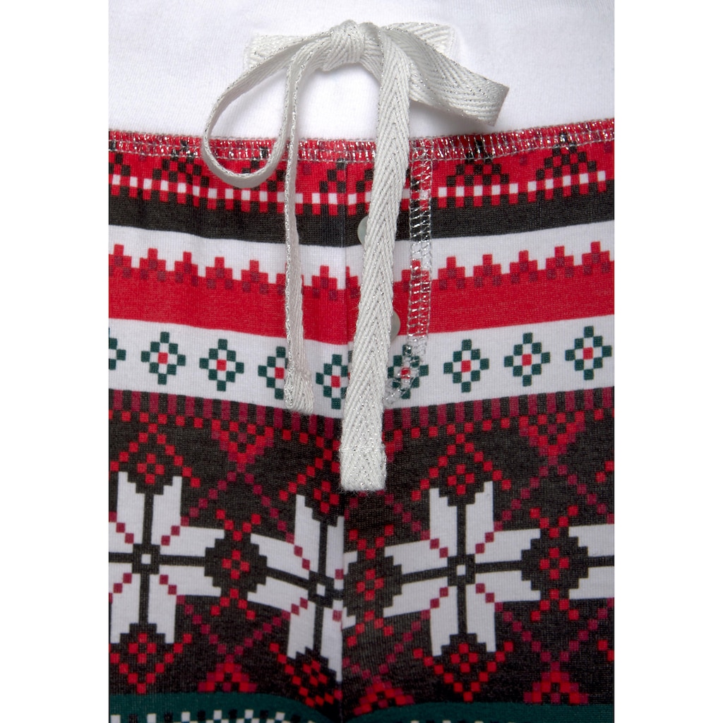 LASCANA Pyjama, (2 tlg., 1 Stück), mit weihnachtlichem Muster