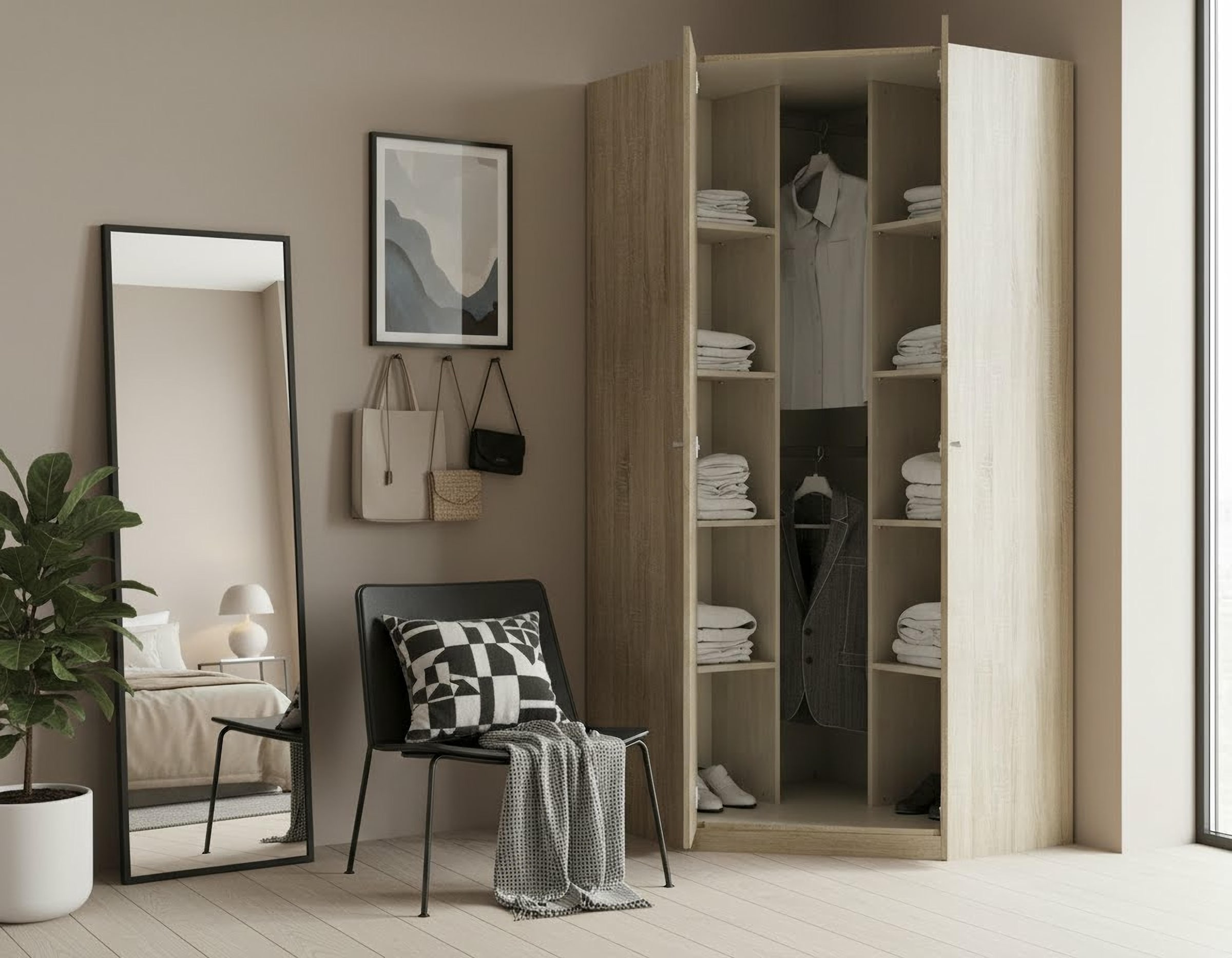 priess Eckkleiderschrank »Barcelona Kleiderschrank Ecklösung Raumwunder« in 2 Tiefen Schrank Eckschrank Garderobe