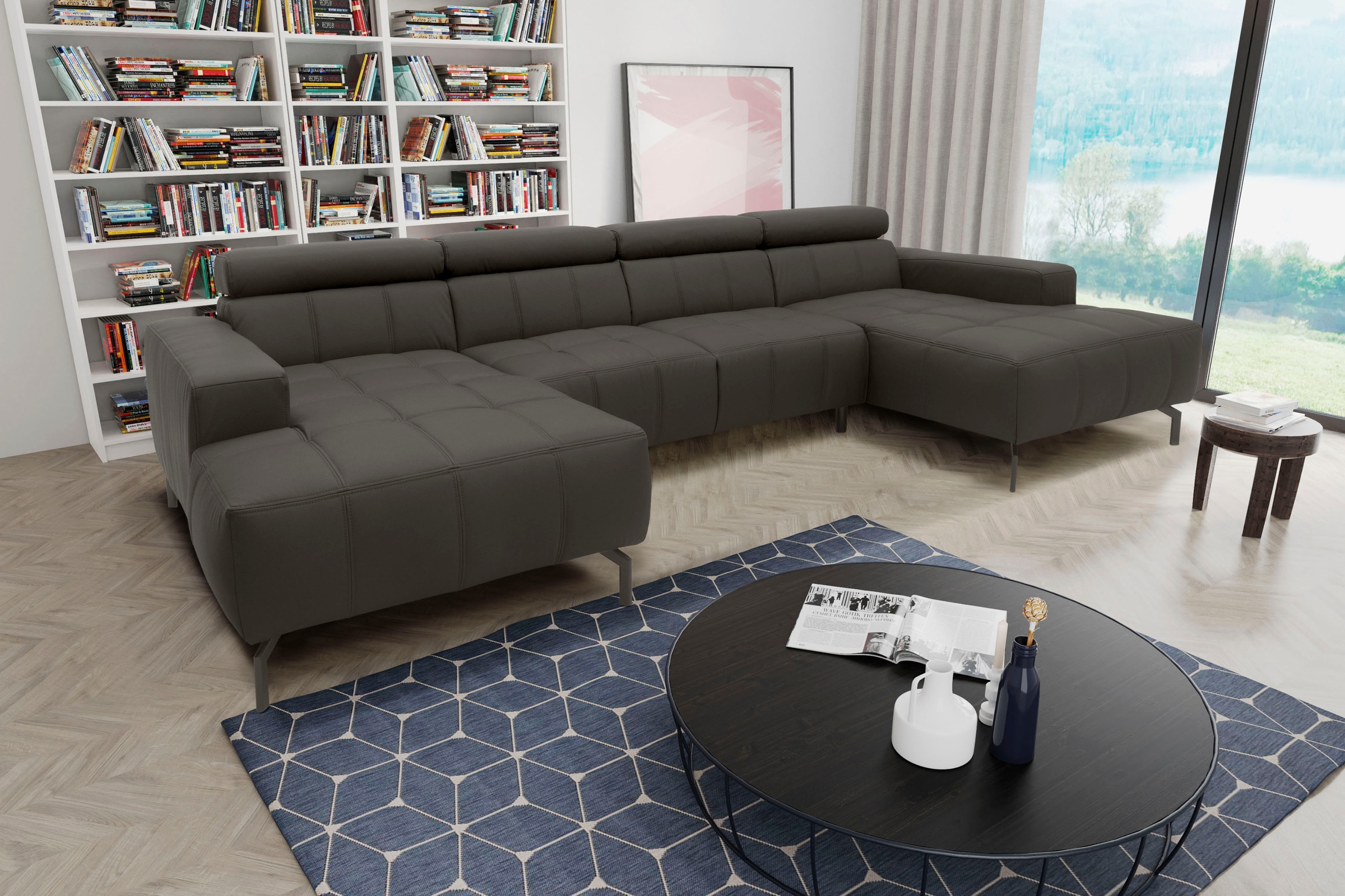 DOMO collection Paysage de salon »Cunelli tolle Sitznähte als Designelement, fester Sitzkomfort, U-Form« têtes réglables au choix, compatibles avec les aspirateurs robots courants