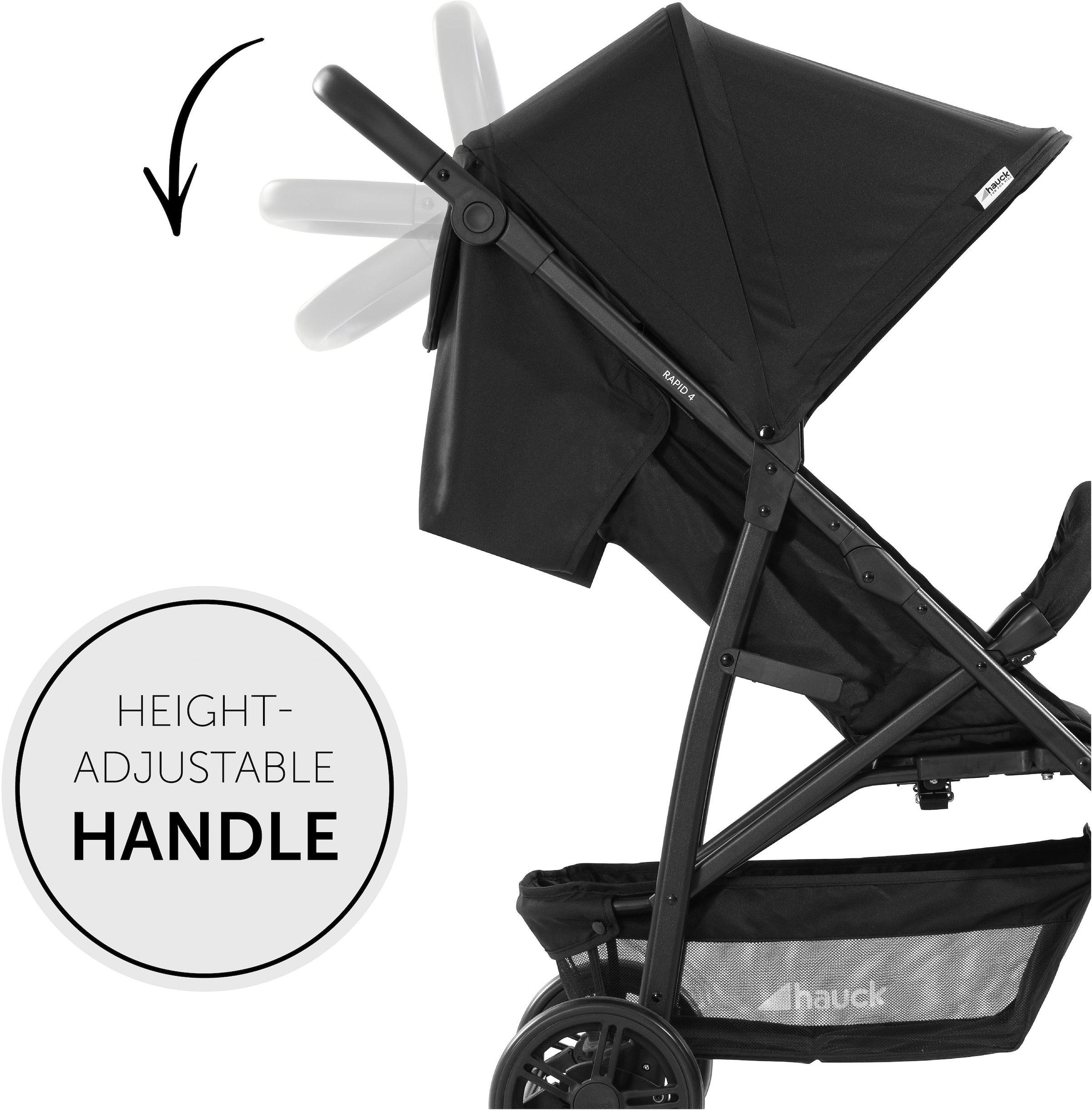 Hauck Poussette pour enfants »Rapid 4, schwarz« 25 kilos mit schwenk- und feststellbaren Vorderrädern