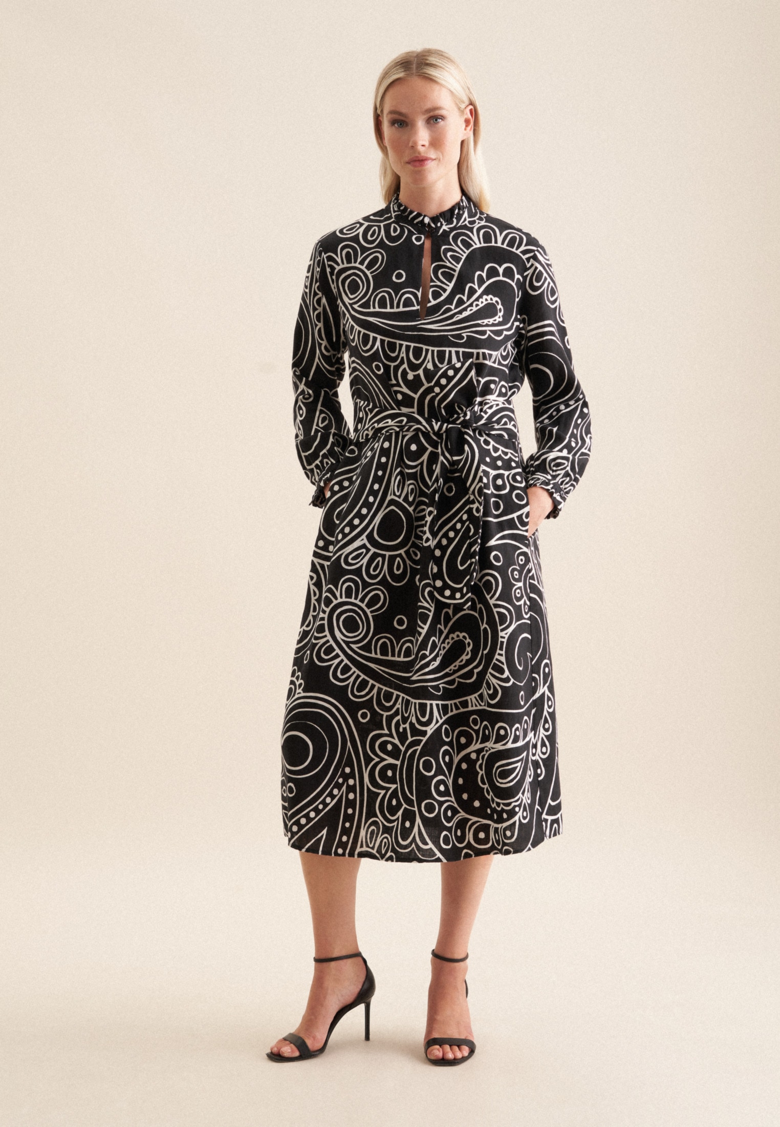 Image of seidensticker Blusenkleid "Schwarze Rose" 1/1 Rundhals Paisley