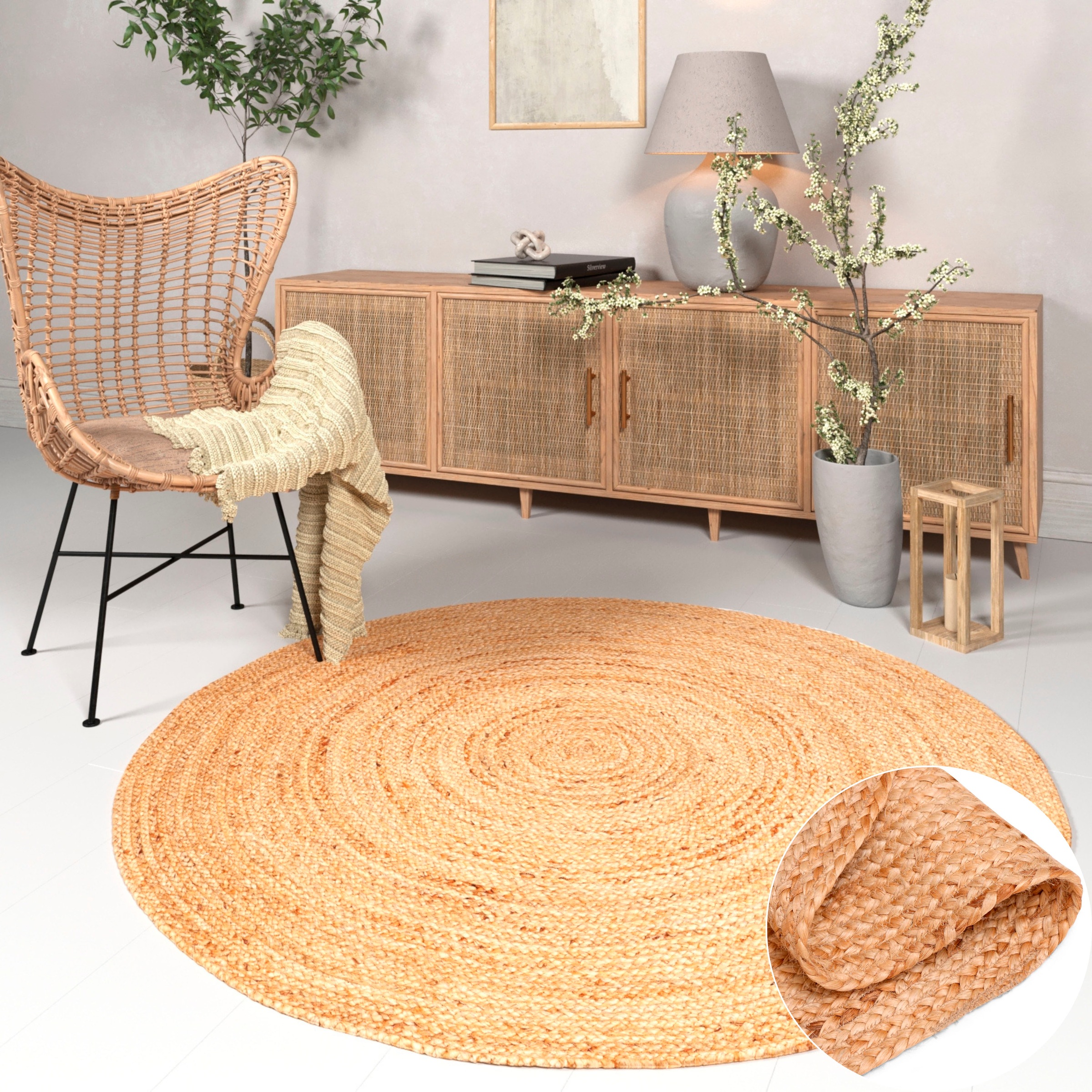 Image of GOODproduct Teppich "Bjarka" rund 10 mm Höhe meliert, 100% Jute, handgewebt, auch rechteckig erhältlich