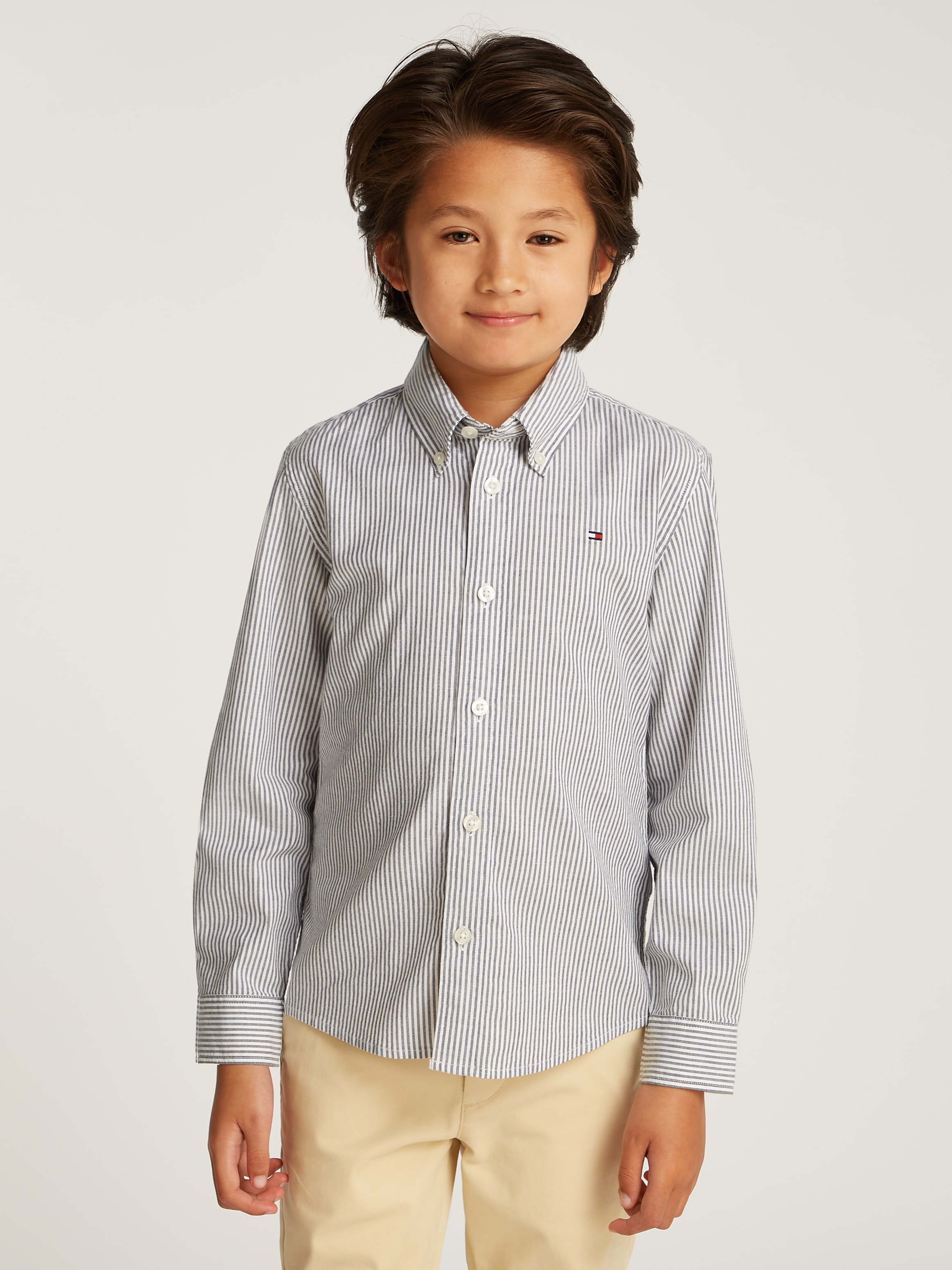 Image of Tommy Hilfiger Langarmhemd Button-Down-Kragen, elastische Baumwoll-Qualität, Kinder bis 16 Jahre