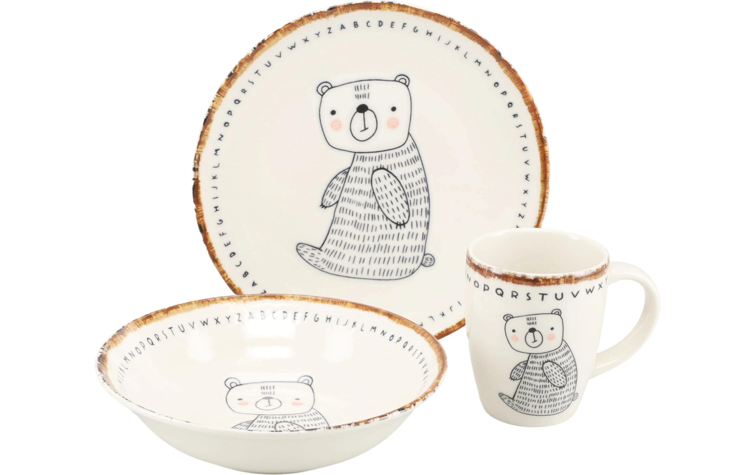 Image of CreaTable Kindergeschirr-Set "Freunde des Waldes Bär Steinzeug, 3-tlg"