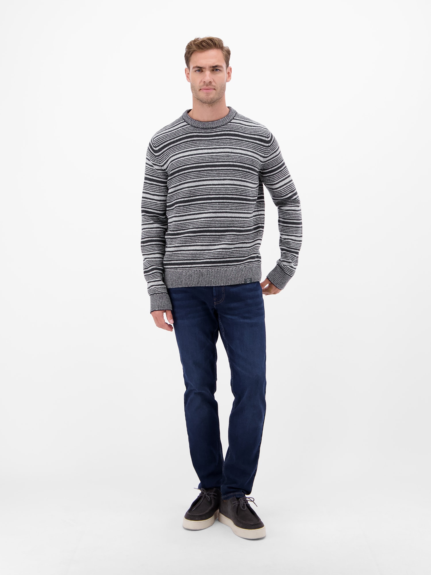 LERROS Strickpullover »LERROS Herren Crewneck-Stricker, gestreift«