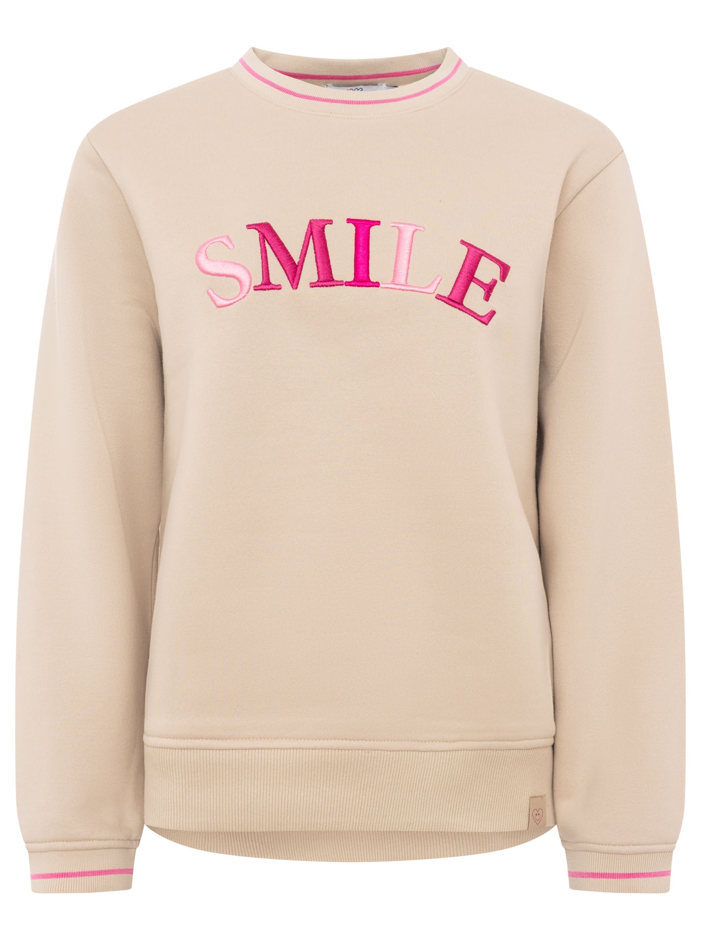 Zwillingsherz Hoodie »"Smile Shine"«, Rundhals, mit Lurexstreifen an den Bündchen, glänzende Stickerei
