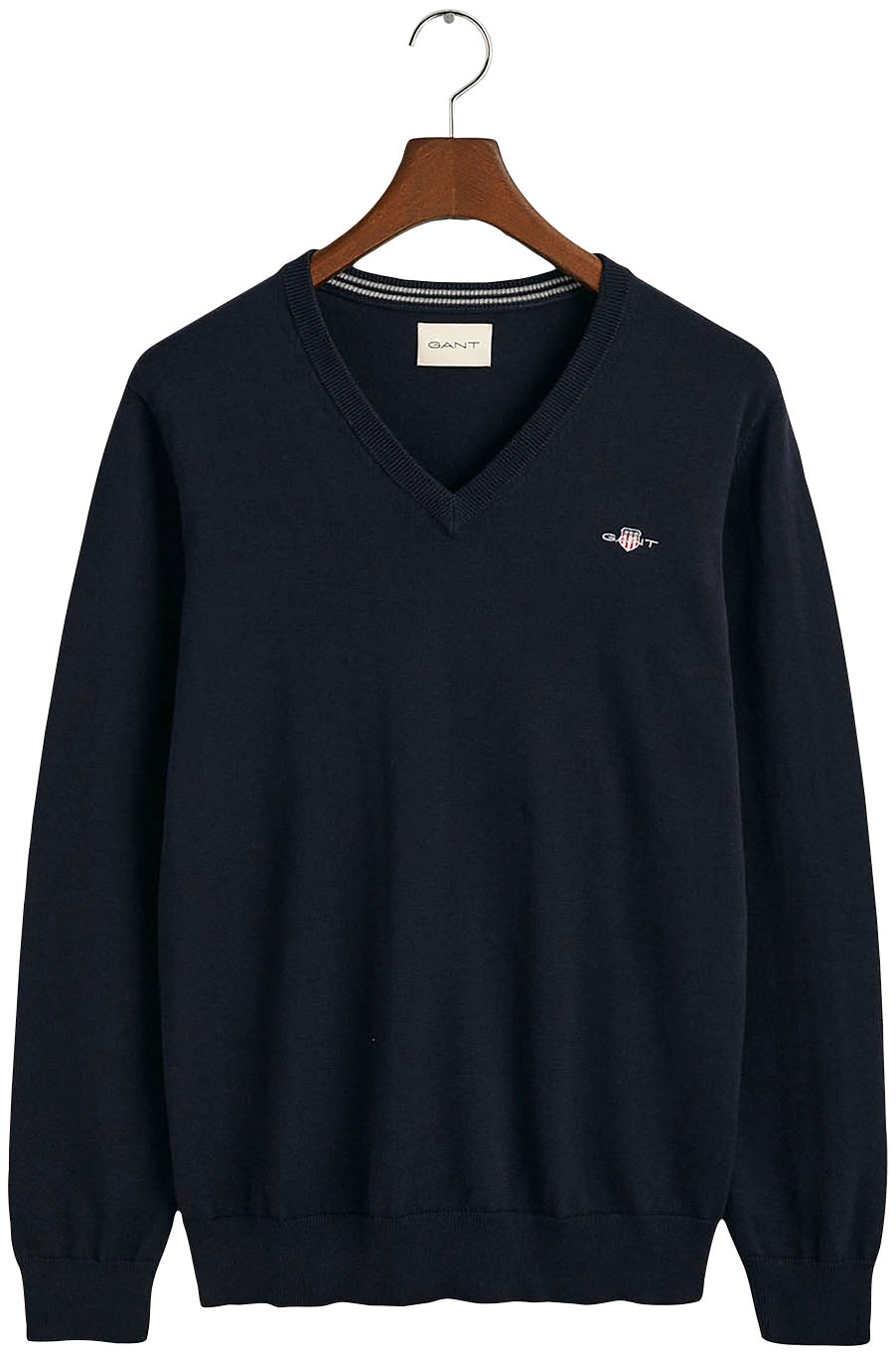 Gant V-Ausschnitt-Pullover »Classic Cotton V-Neck«, Premium Strickjersey aus weicher 100% Baumwolle, Übergangspullover