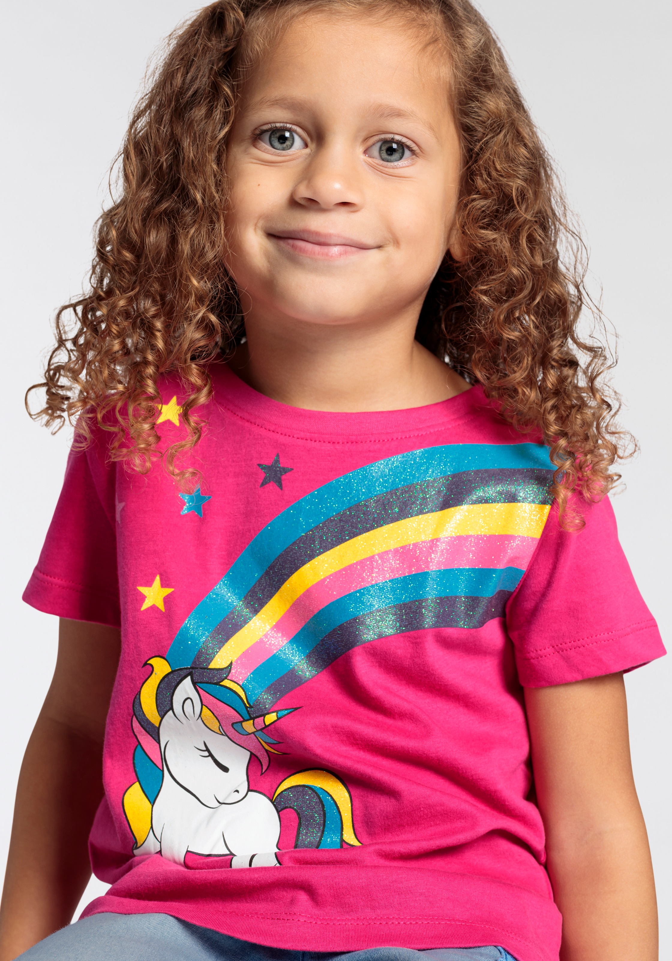 KIDSWORLD T-Shirt »Einhorn mit Regenbogen«, für kleine Mädchen