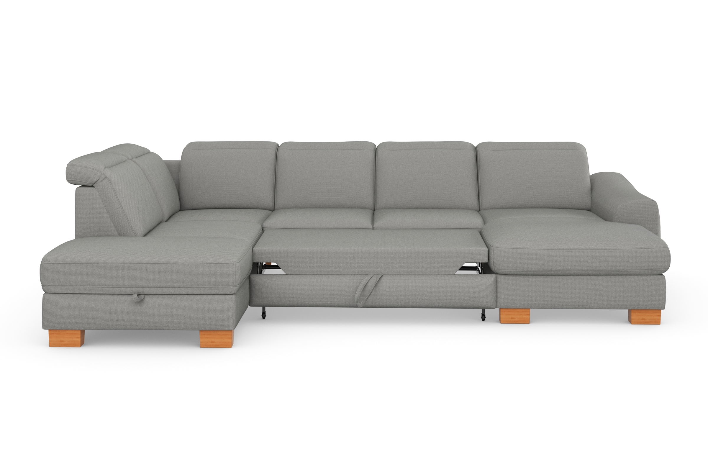 sit&more Wohnlandschaft »Dundee U-Form«, mit Federkern und Massivholzfüssen, wahlweise mit Kopfteilverstellung