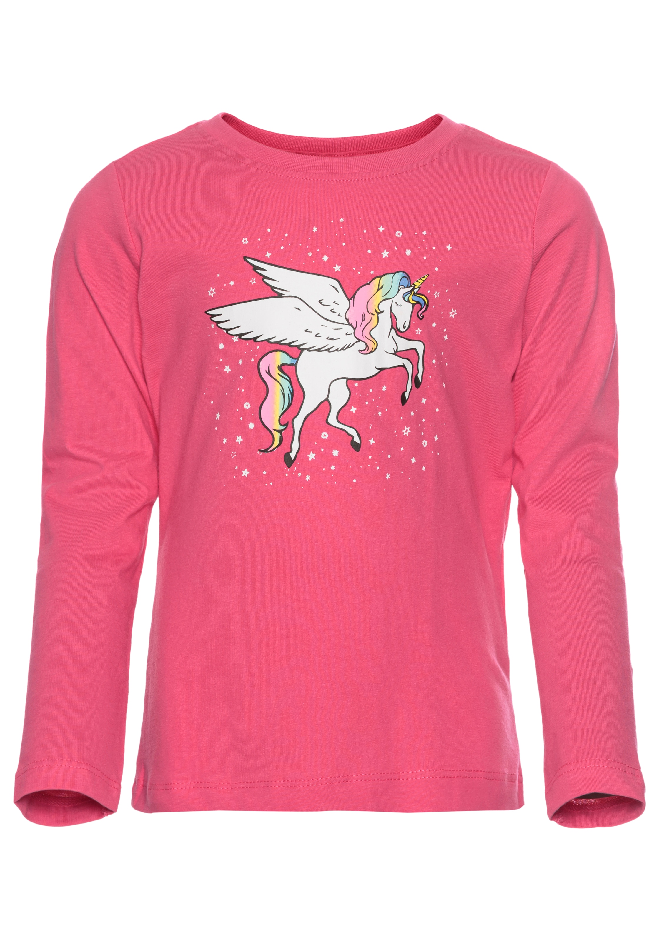 KIDSWORLD Langarmshirt »mit süssem Einhorn Druck«, langärmlig, hüftlange Passform, stylischer Druck