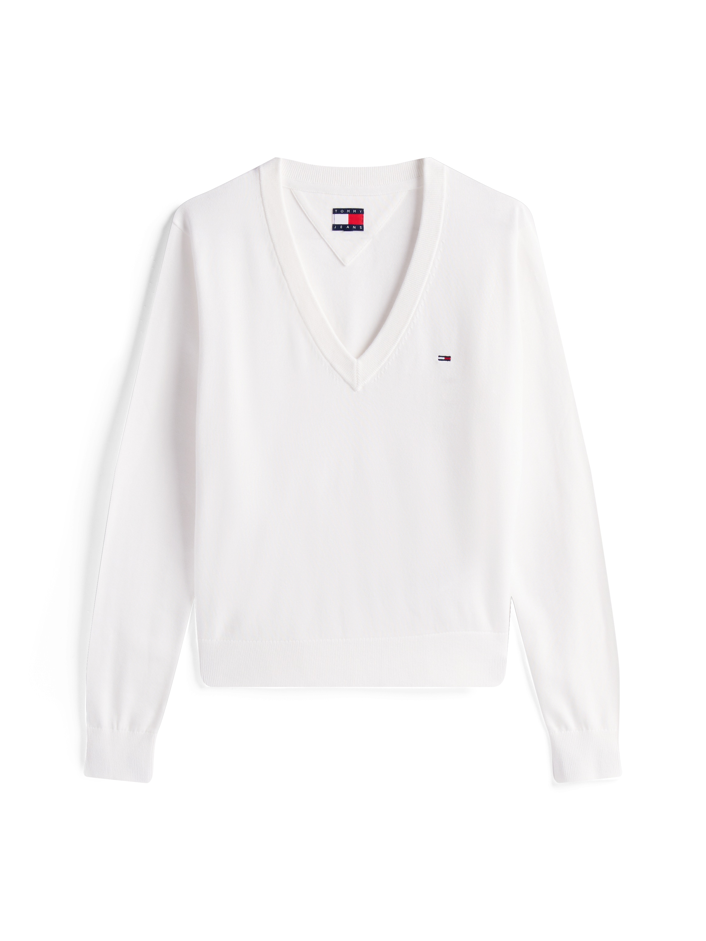 Tommy Jeans V-Ausschnitt-Pullover »TJW ESSENTIAL VNECK SWEATER EXT«, mit Logostickerei