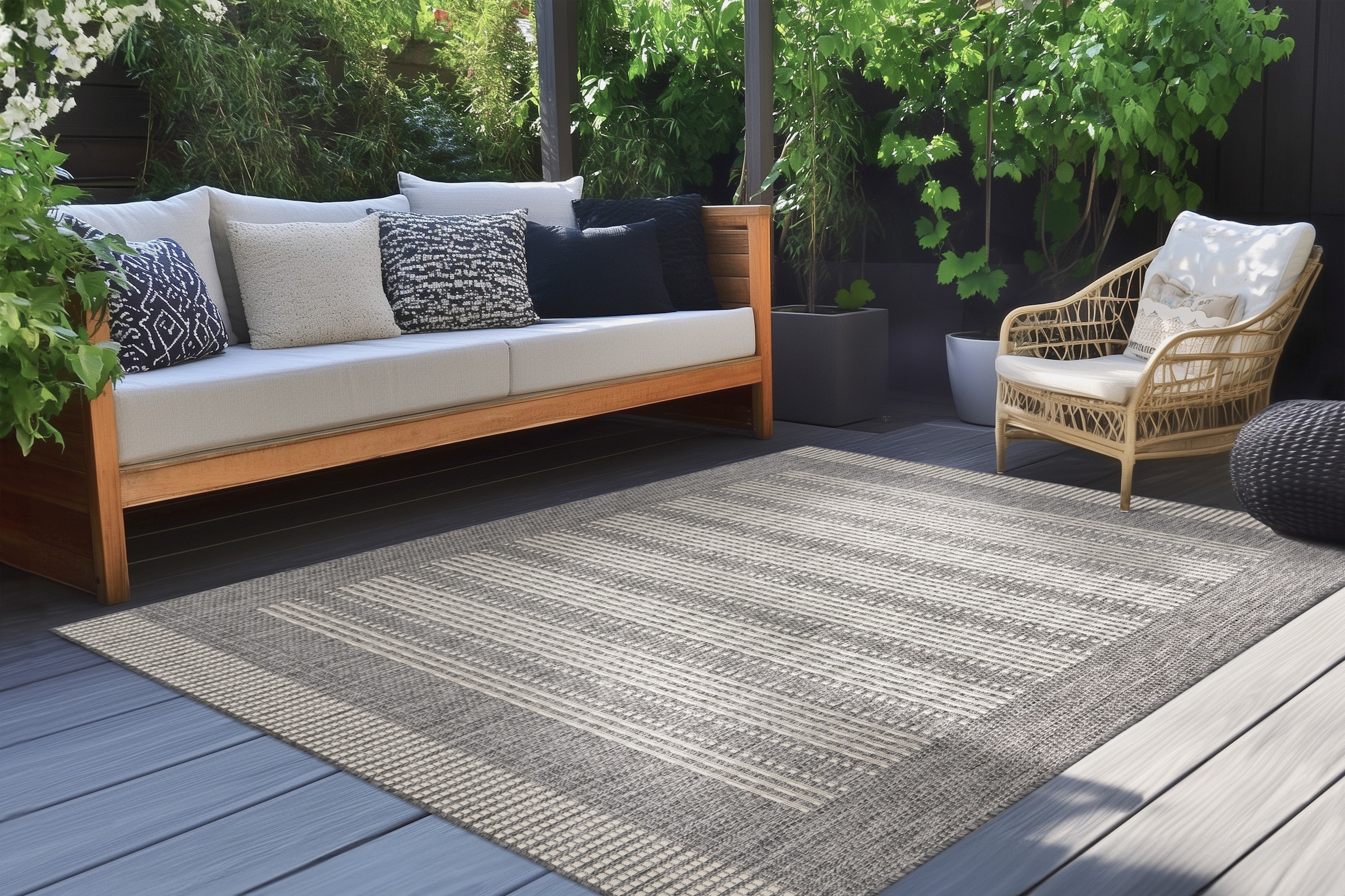 Kayoom Tapis »Nibru 125« Rectangulaire 5 mm Höhe Flachgewebe, In- und Outdoor geeignet, schnell trocknend