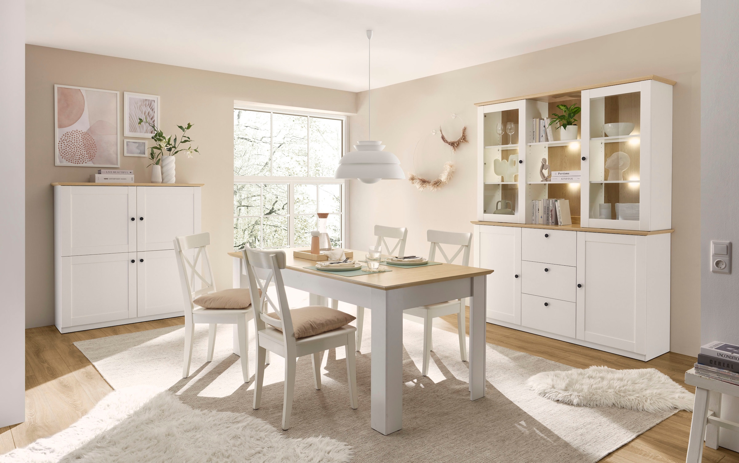 GOODproduct Esstisch »Brest, Tisch im Landhausstil, Wohnzimmertisch, Küchentisch« mit Auszugsfunktion, 180 cm ausziehbar auf 240 cm, Einlegeplatte