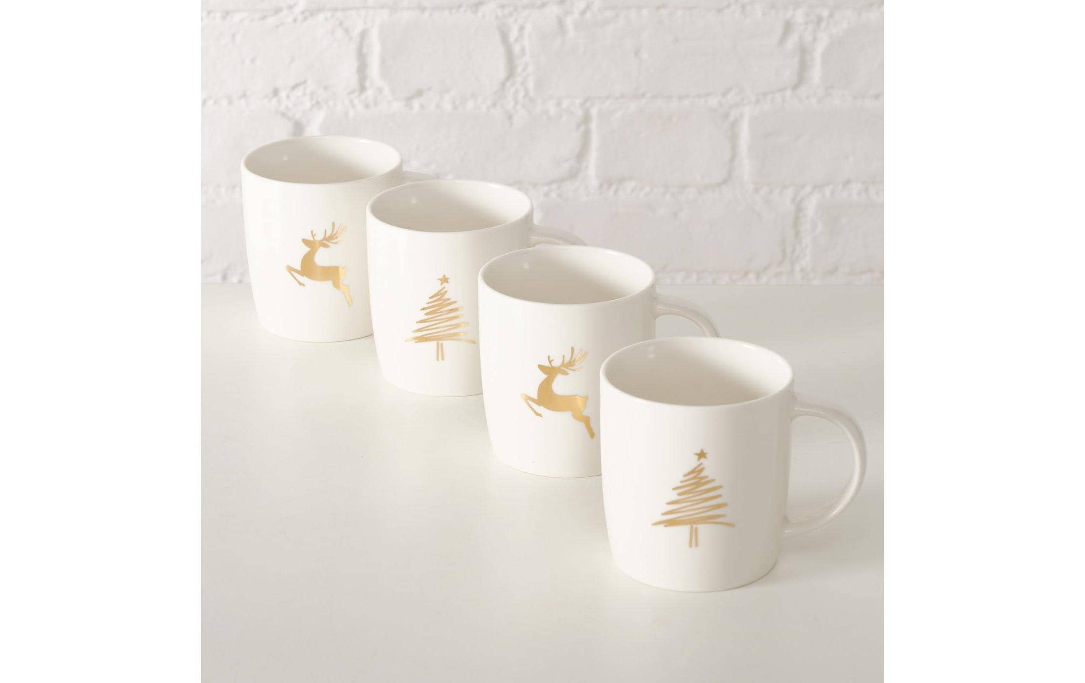 BOLTZE Figurine de Noël »Tasse Brilly 4er Set, Keramik, 320 ml«