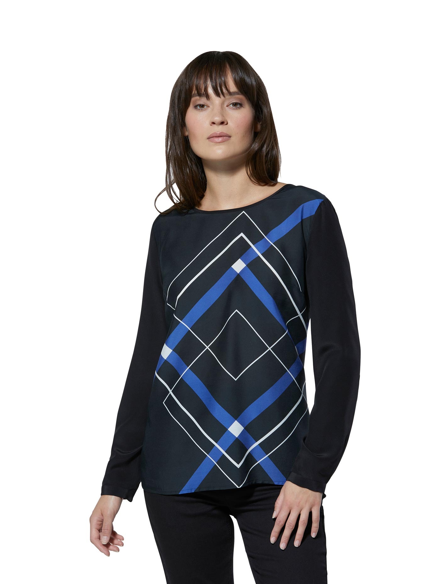 Creation L Viskose-Seiden-Bluse mit Karo-Motiv