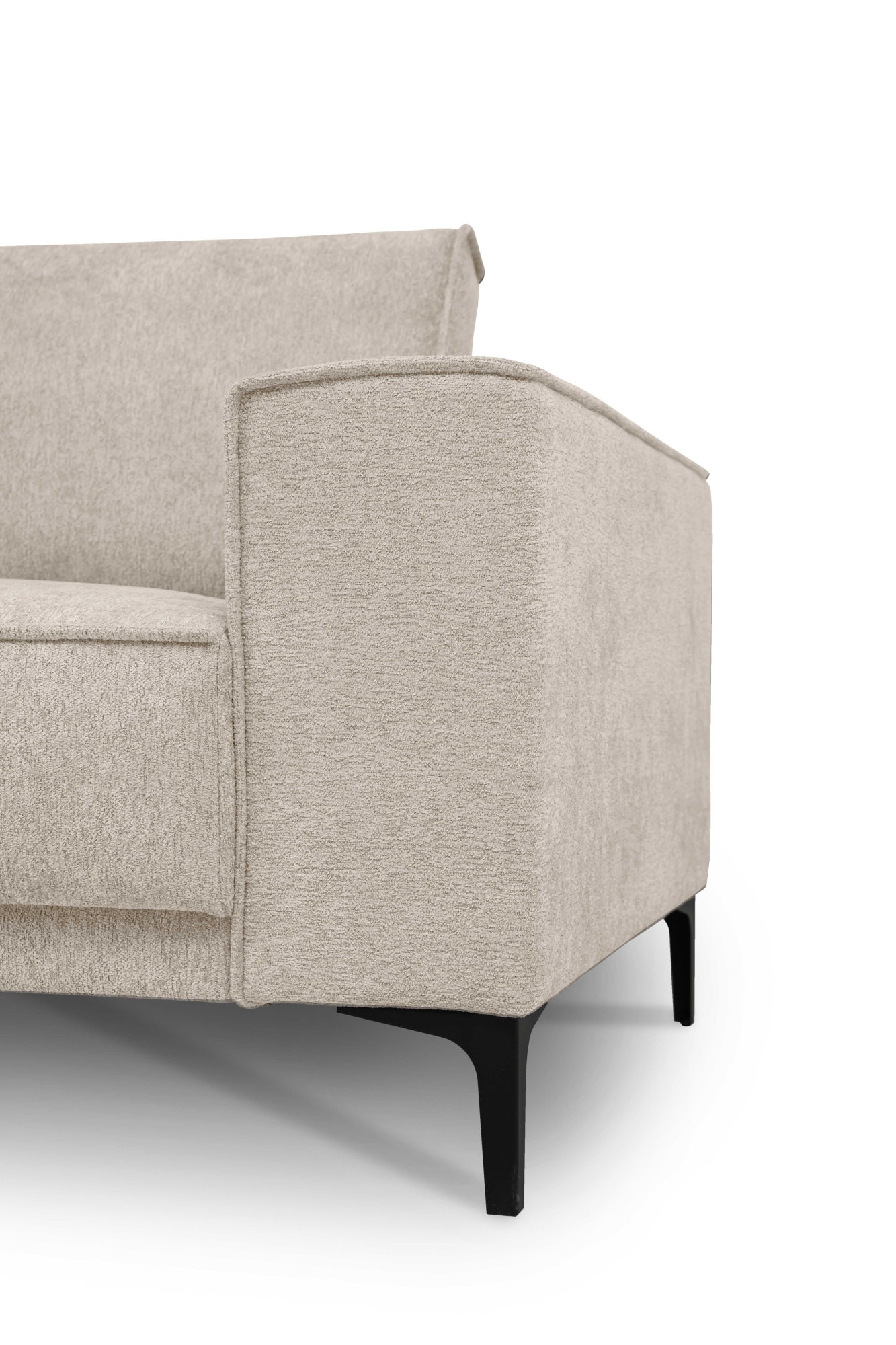 Places of Style Ecksofa »Polsterecke Oland, Struktur, Flachgewebe, Luxus-Microfaser, Boucle«, L-Form, 289 cm, Wellenunterfederung, Skandi-Design, Metallfüsse
