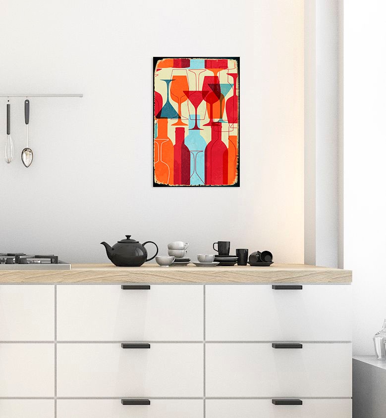 Image of queence Metallbild "Happy Hour" Getränke 1 Stk. tlg. Stahlschilder