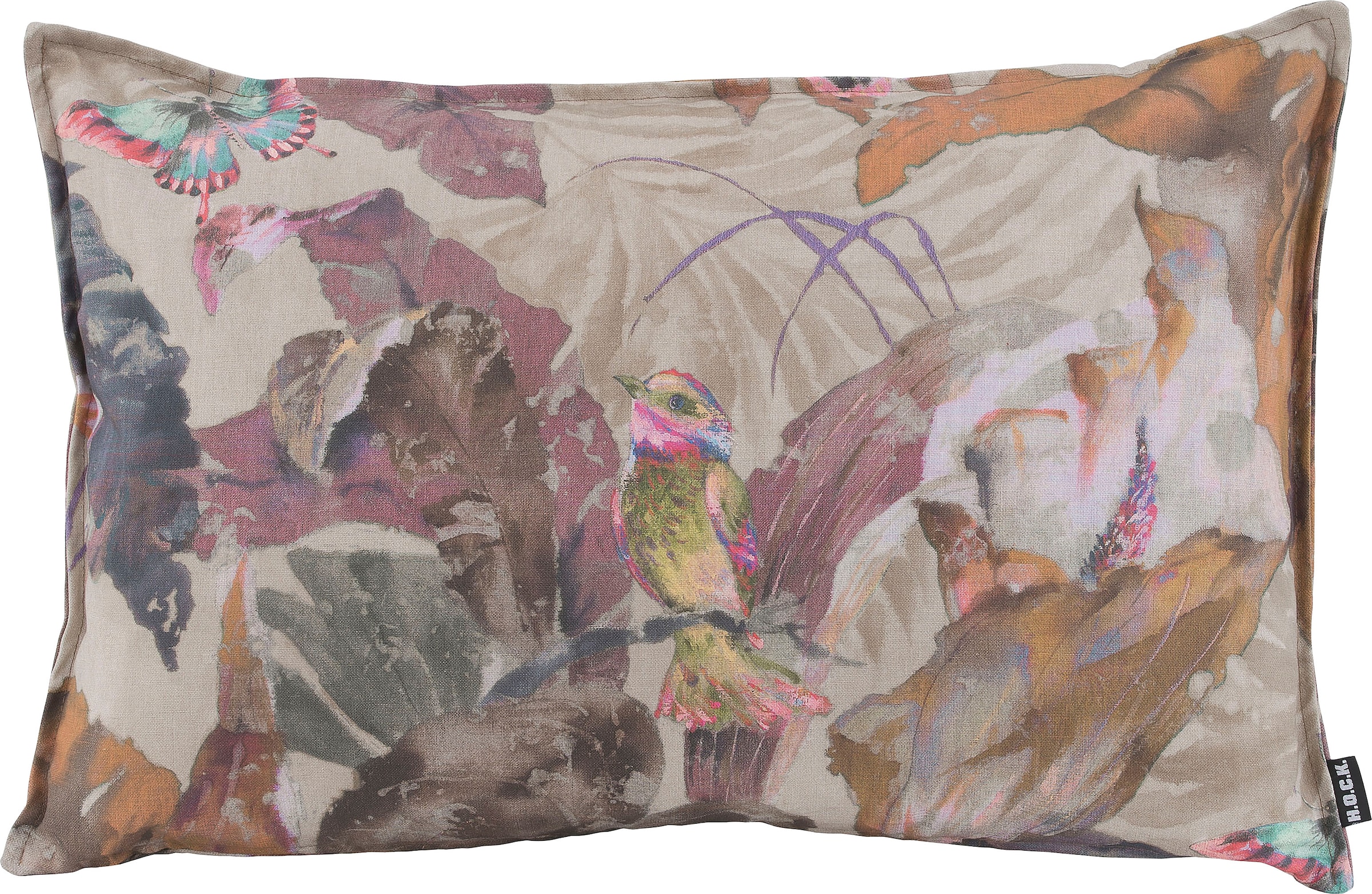 Image of H.O.C.K. Dekokissen "Lilly Love" mit Vogelprint in Aquarelloptik, Kissenhülle mit Füllung, 1 Stück
