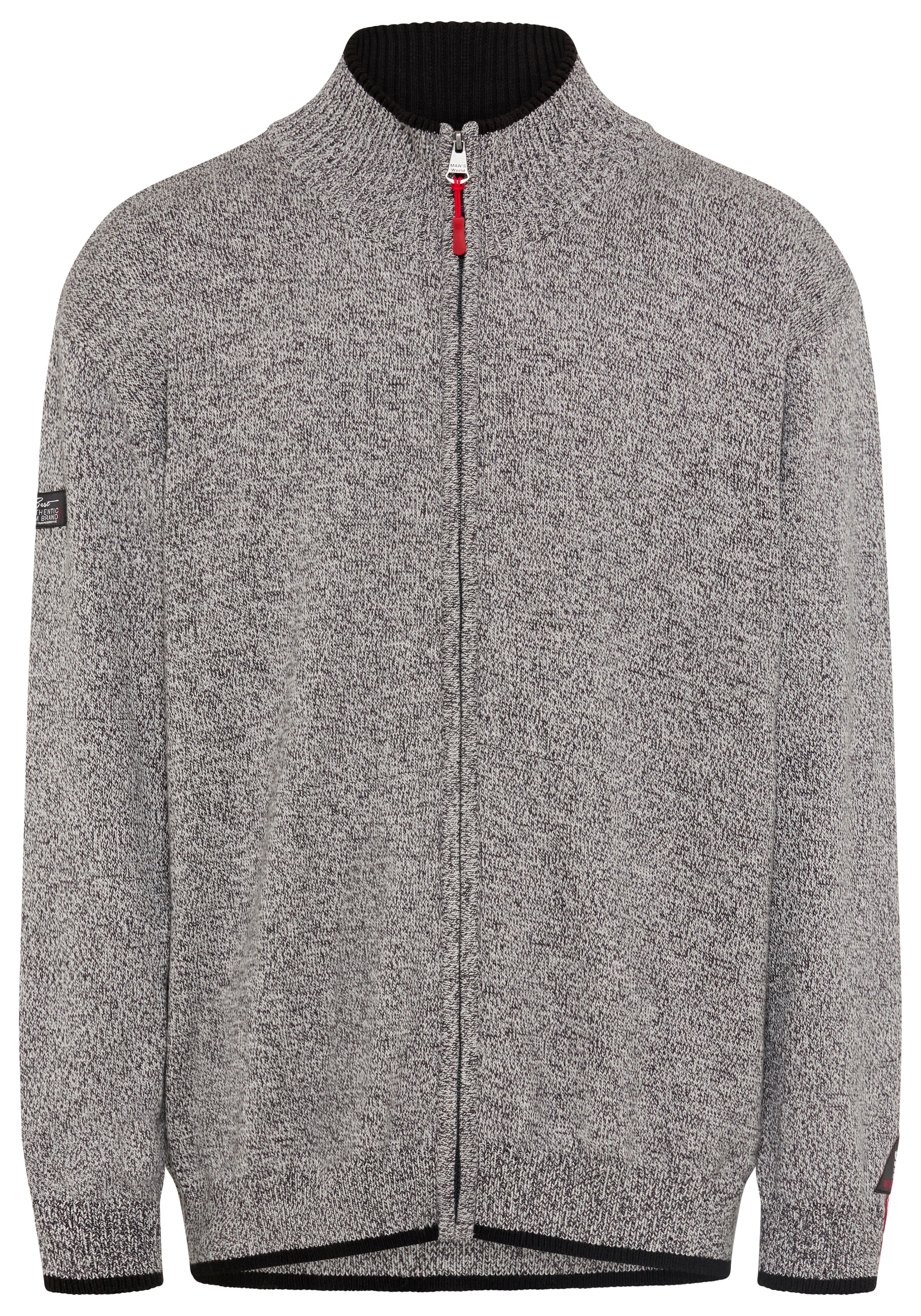 Man's World Plus Veste en tricot »auch in Grosse Grössen bis Gr. 7XL« Regular Fit, aspect chiné, col montant, avec fermeture éclair