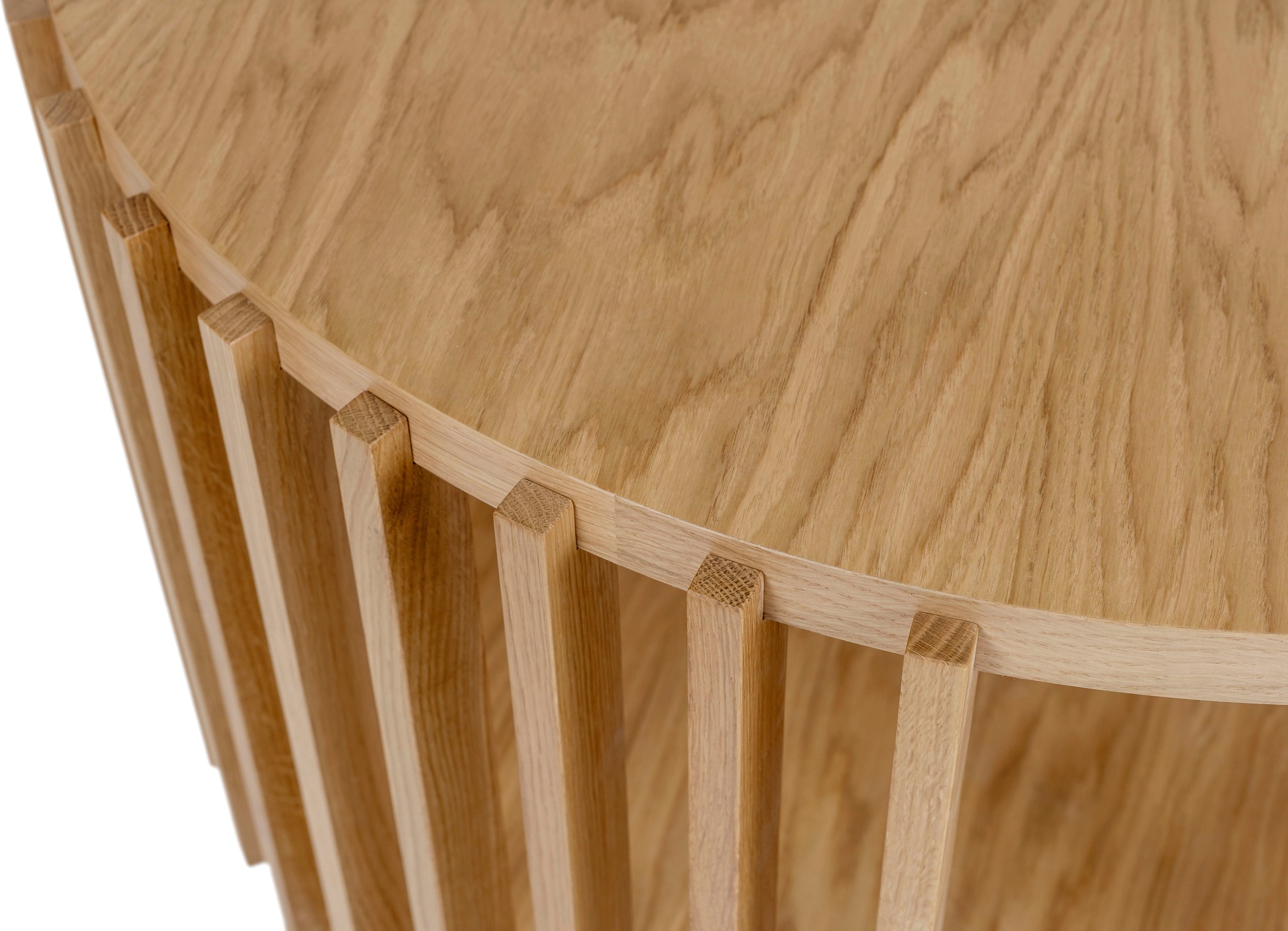 Woodman Couchtisch »Drum, Breite/Tiefe/Höhe: 83/83/42 cm«, Holzfurnier aus Eiche, Sprossen aus massiver Eiche
