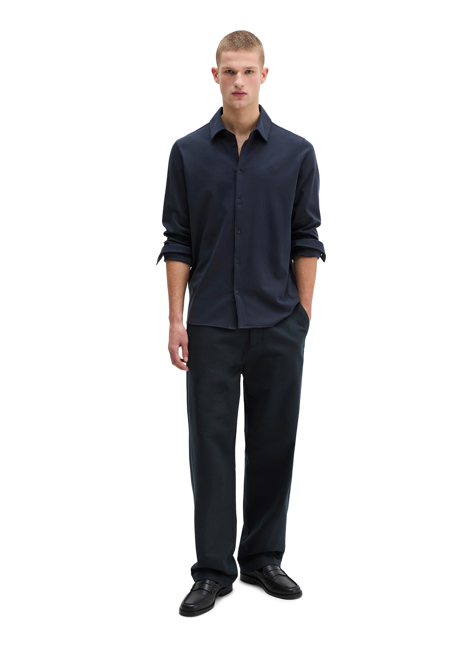 Marc O'Polo Langarm-Poloshirt regular fit aus weichem Bio-Baumwoll-Jersey