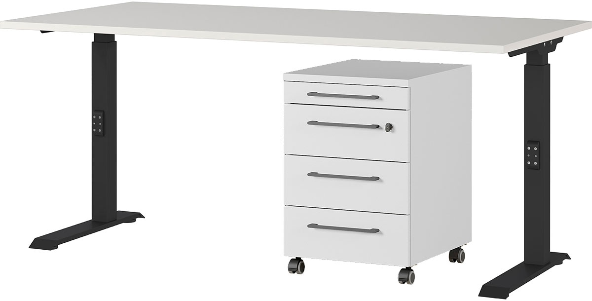Image of GERMANIA Büromöbel-Set "Agenda" Set bestehend aus höhenverstellbarem Schreibtisch und Rollcontainer