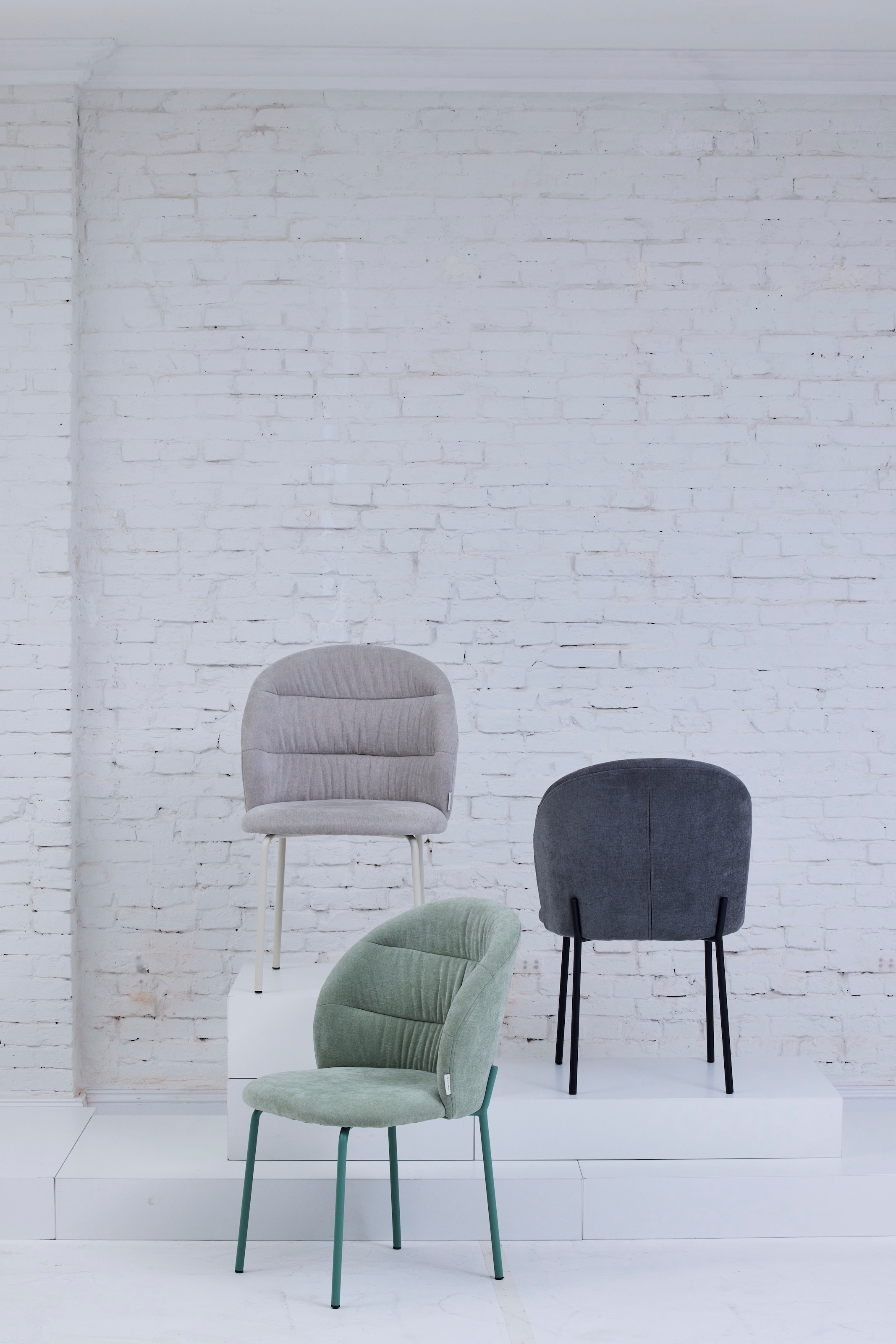 TOM TAILOR HOME 4-Fussstuhl »LEAF CHAIR«, (Set), 2 St., Chenille, 4-Fussgestell, Raffung in der Rückenlehne