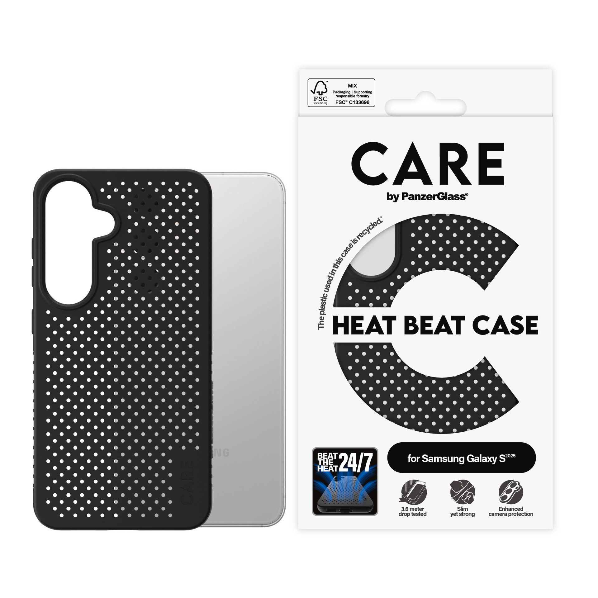 Image of CARE by PanzerGlass Handyhülle "Heat Beat Case für Samsung Galaxy S25" Backcover, Schutzhülle, Handyschutzhülle, Case, Schutzcase, stossfest