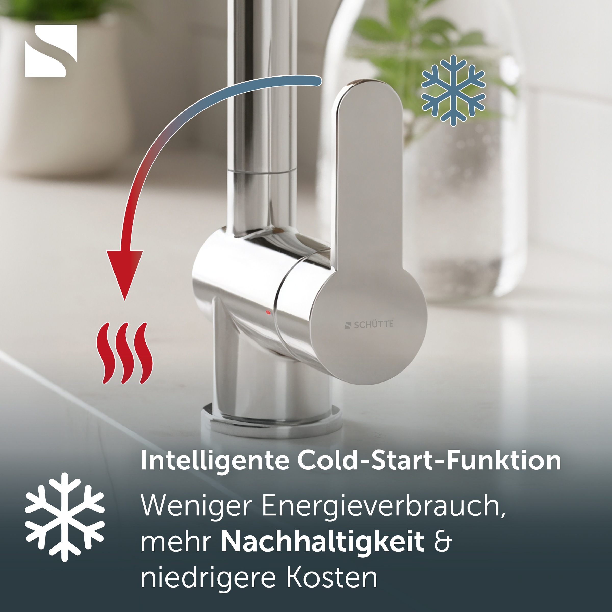 Schütte Robinet d'évier »RIO Schütte« robinet de cuisine, forme en L, acier inoxydable, démarrage à froid, pivotant, acier inoxydable