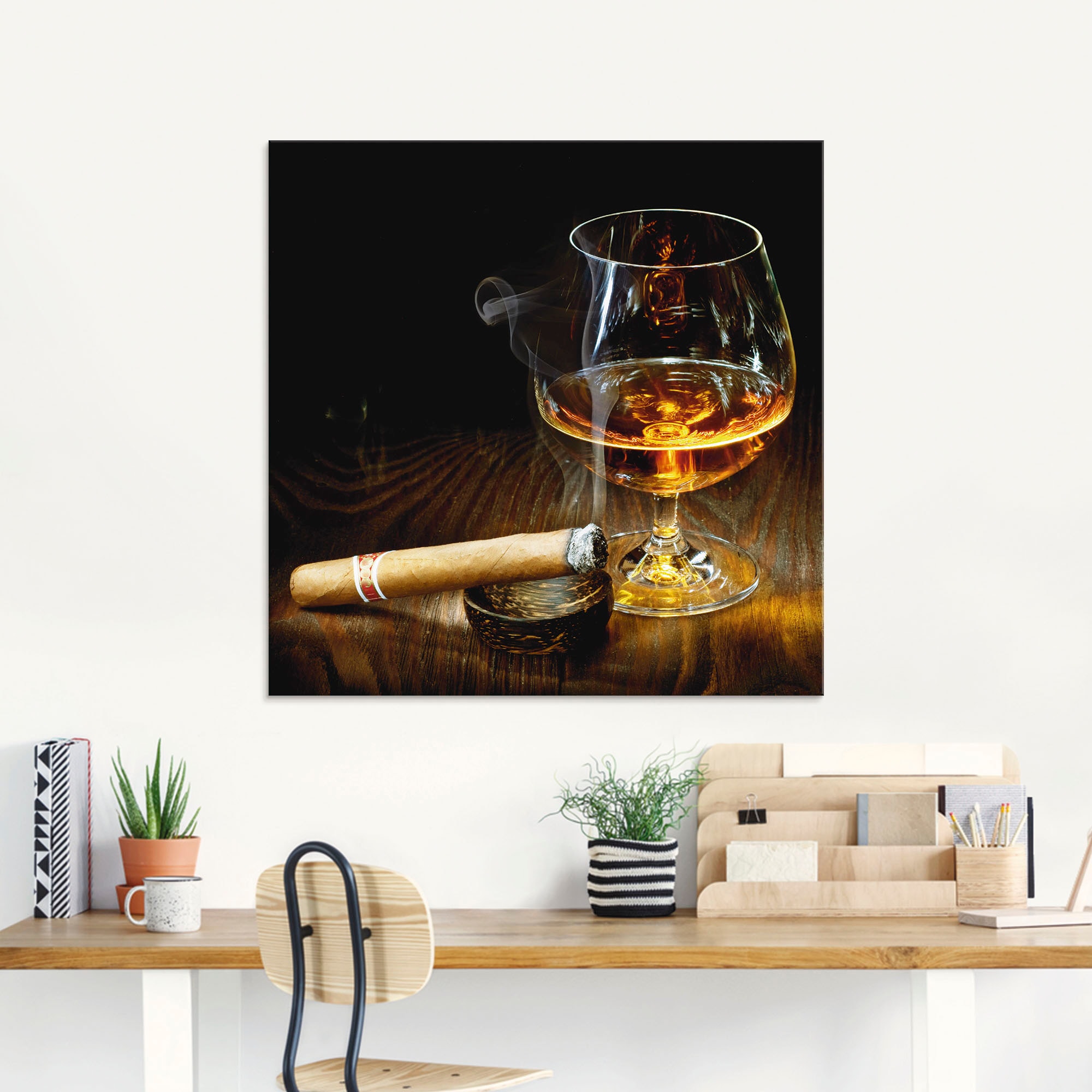 Artland Glasbild »Zigarre und Cognac«, Zigarren, (1 St.), in verschiedenen Grössen