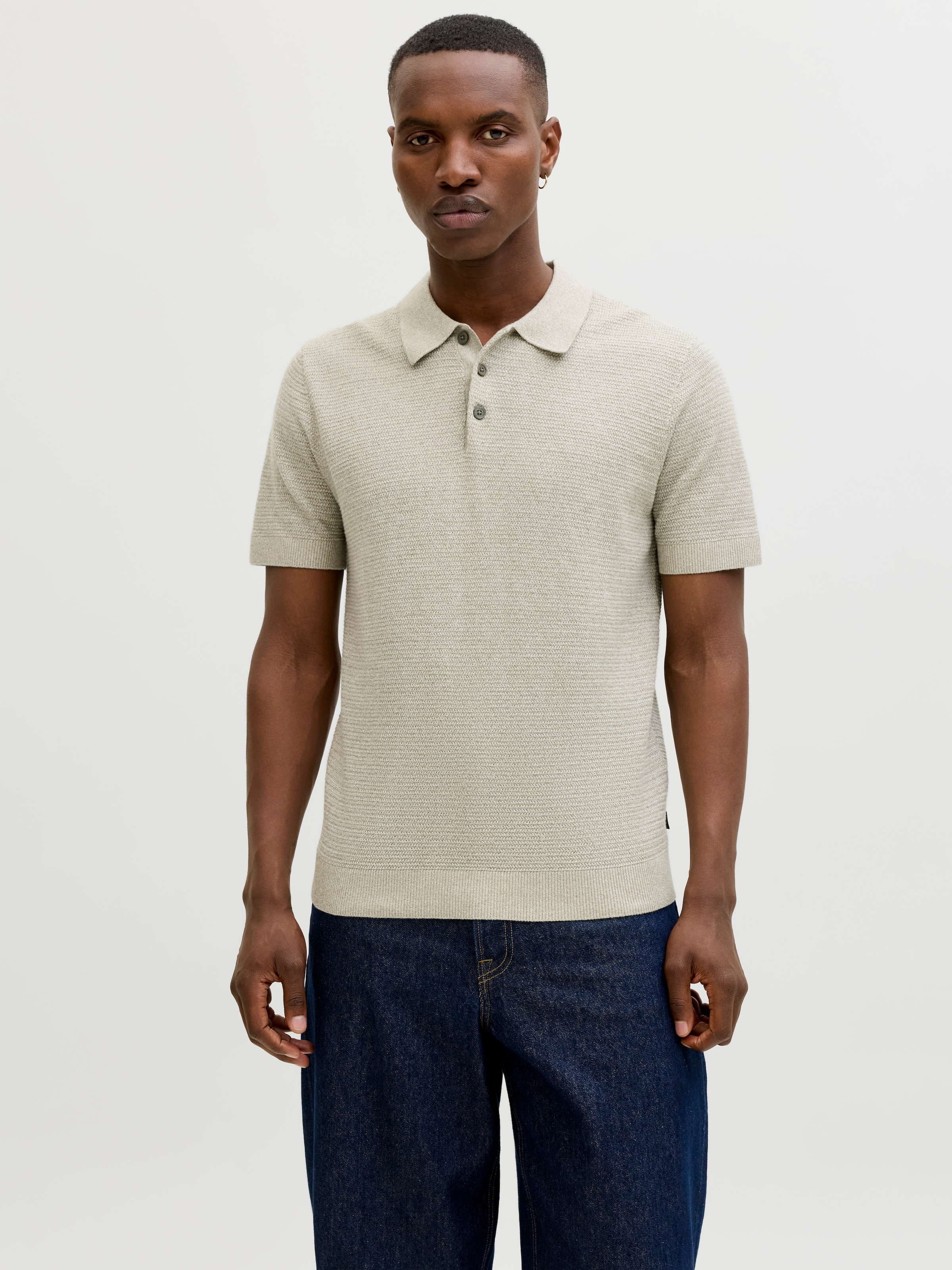 Jack & Jones Pull à col polo »JPRBLURILEY KNIT POLO SS SN« coton, coupe régulière