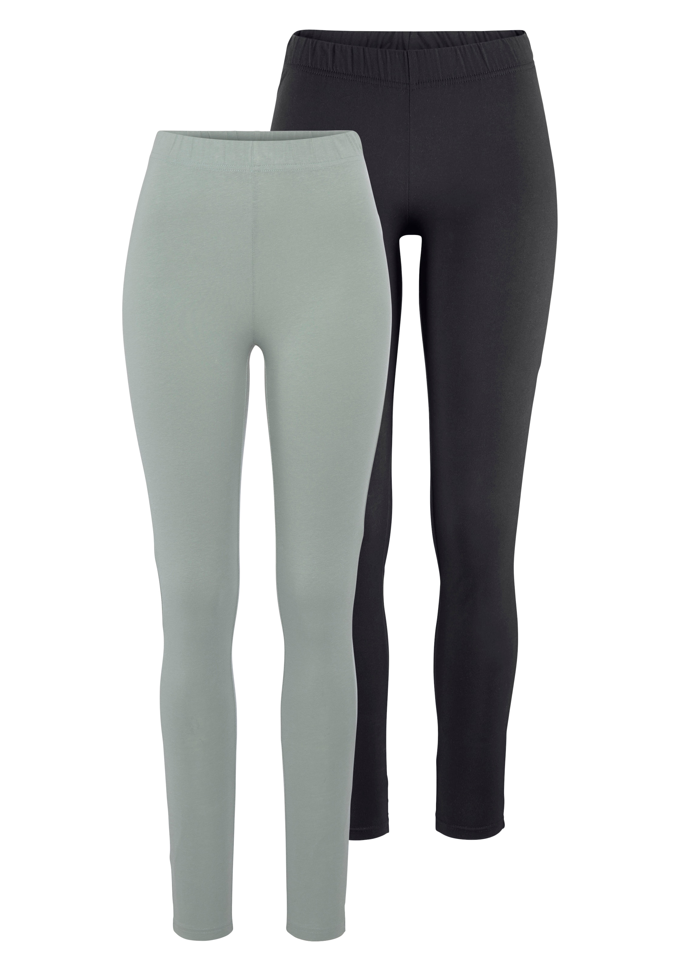 Boysen's, Unisex, Leggings mit Baumwolle NEUE FARBE, schwarz, salbei, 40, N-Gr, Leggings von Boysen's im 2er-Pack