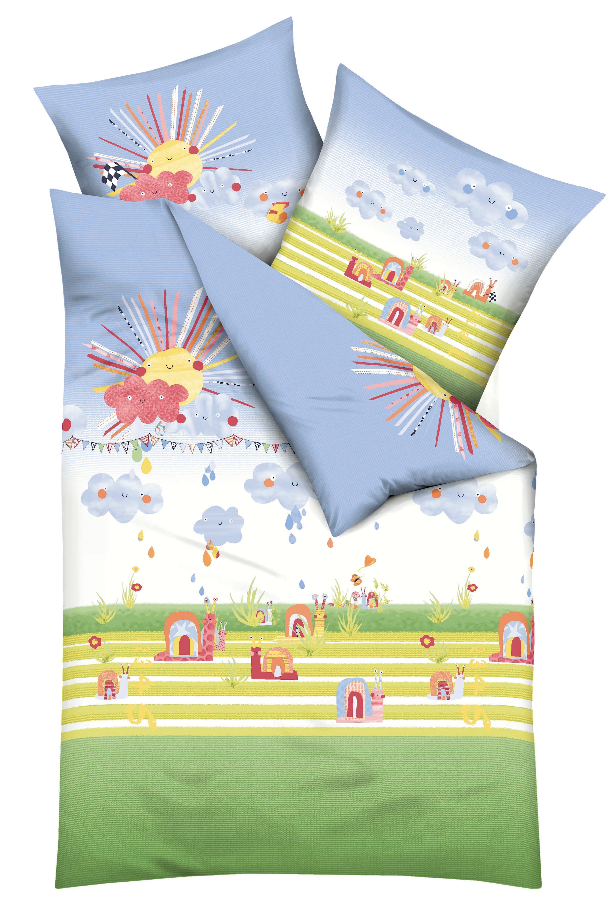Kaeppel Kinderbettwäsche »Regenbogenrennschnecken« 2 Stk. Mit Schnecken