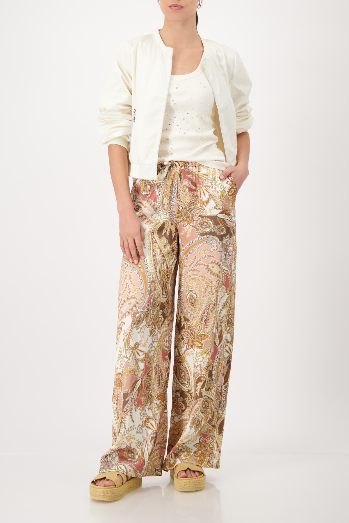 Monari Pantalon palazzo »Hose Pia reg. Paisley«  Coupe régulière avec motif paisley