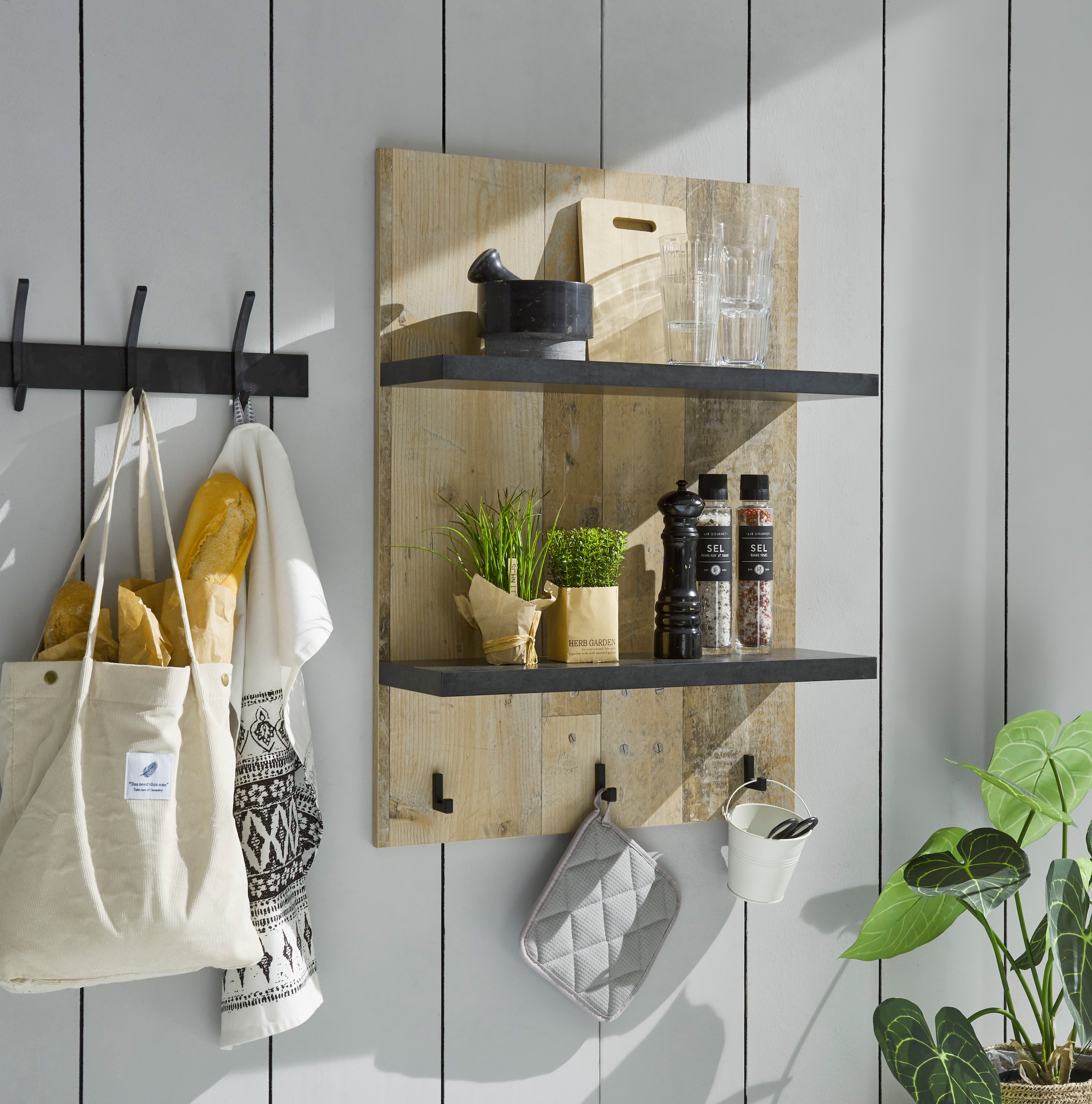Home affaire Wandregal »Sherwood«, Breite 60 cm, in modernem Holz Dekor, 28 mm starke Ablageböden
