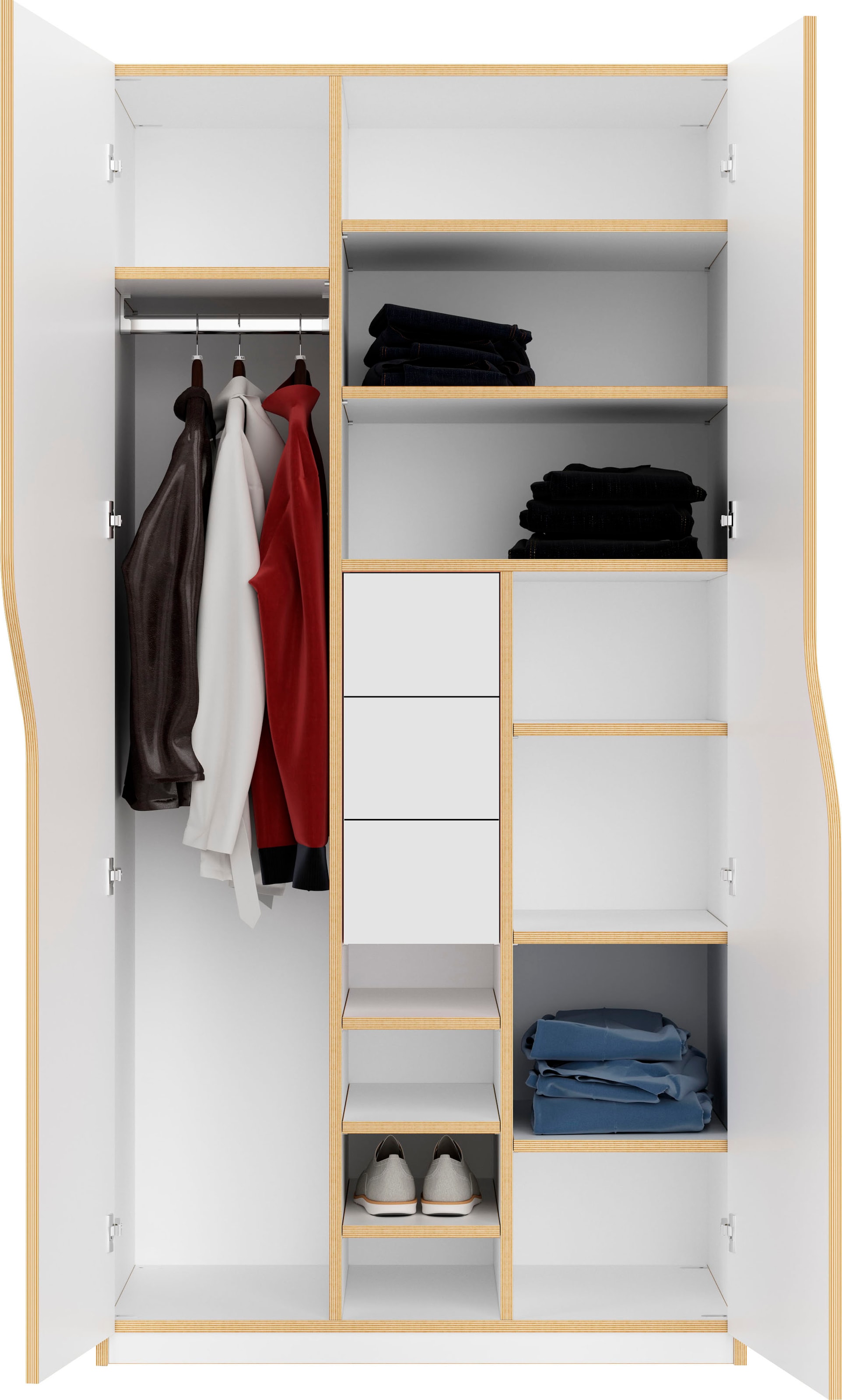 Müller SMALL Ausstattung 12 »PLANE LIVING 3 Schubladen, Kleiderstange Fächern Kleiderschrank 4«, und inklusive Nr. kaufen innenliegenden