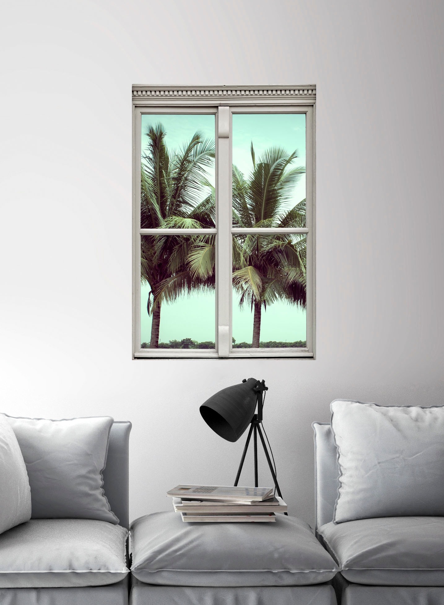 queence Wandsticker »Palmen«, Wandsticker, Wandbild, selbstklebend, 3D, Fenster
