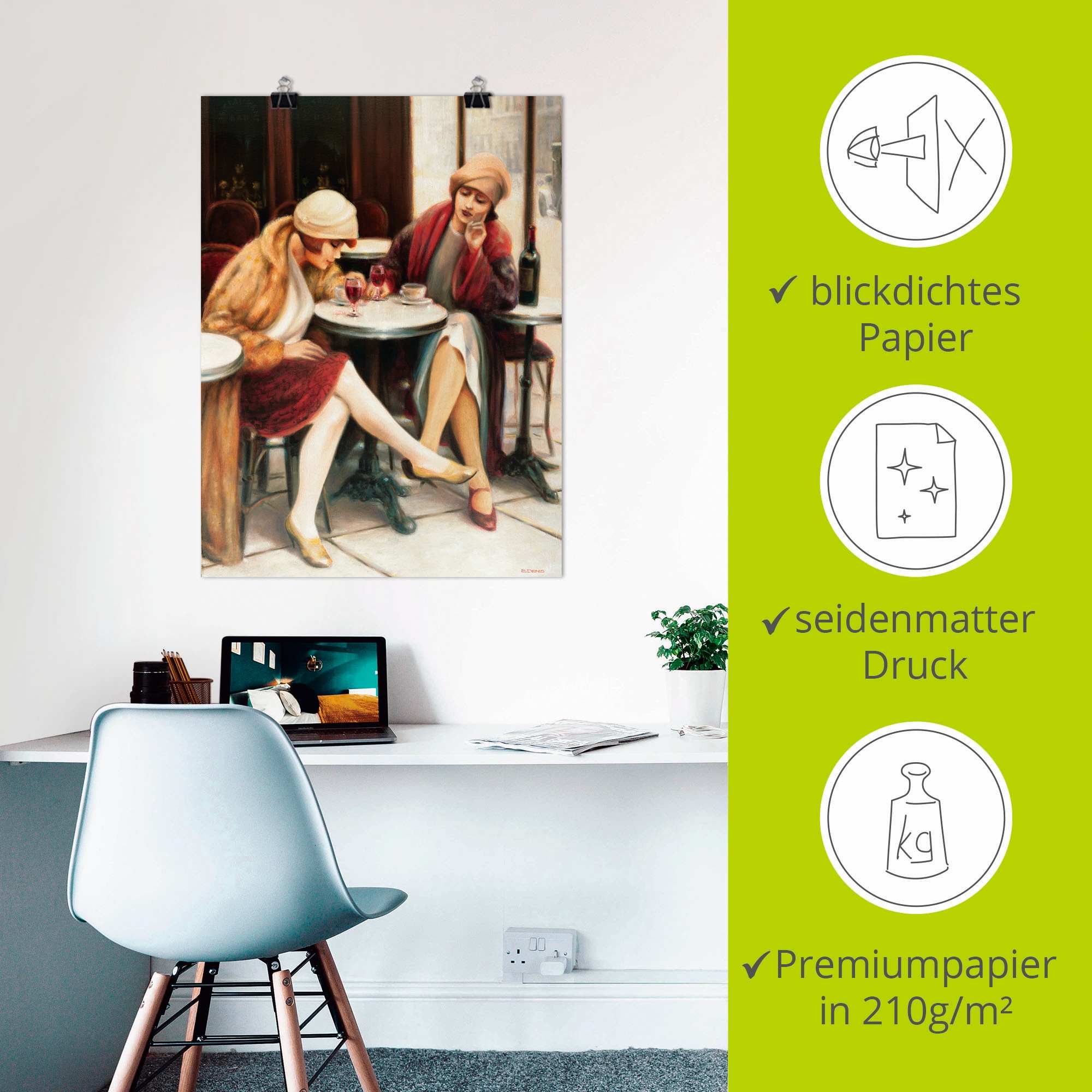 Artland Wandbild »Cafe II« Frau 1 Stk. tlg. als Leinwandbild, Poster in verschied. Grössen