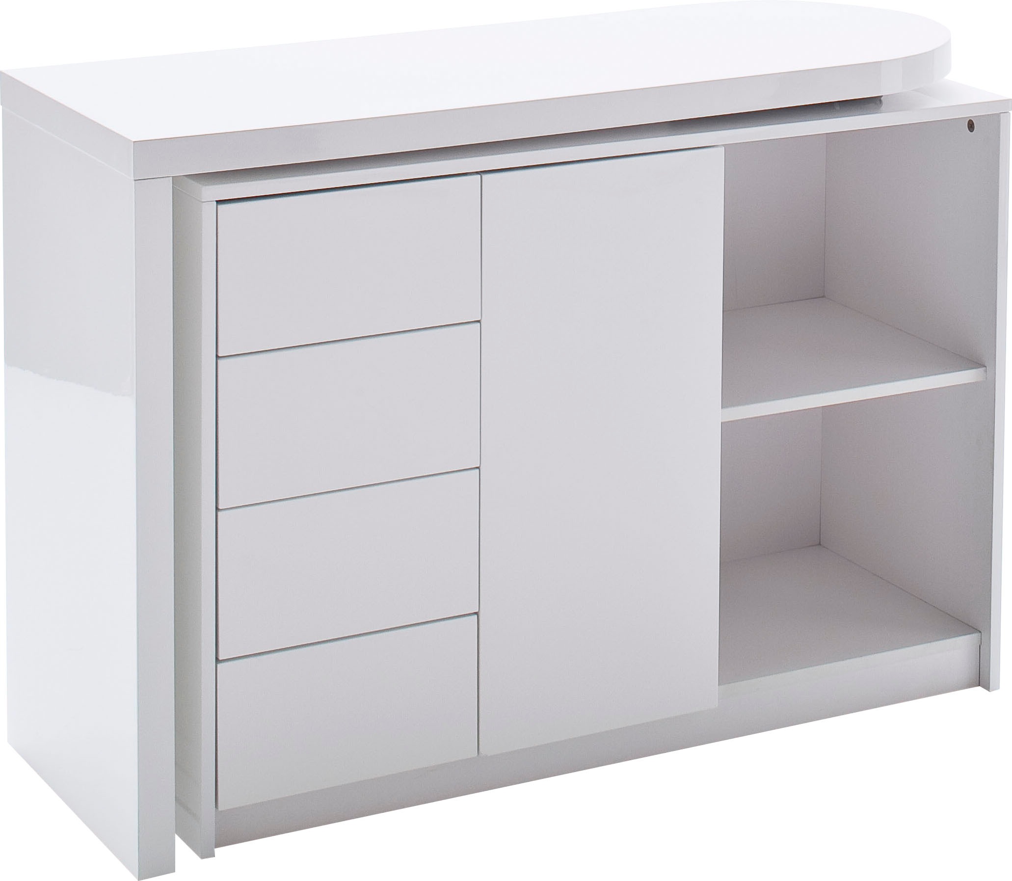 MCA furniture Schreibtisch »Matt«, Weiss Hochglanz mit Regalschrank, Tischplatte Schwenkbar