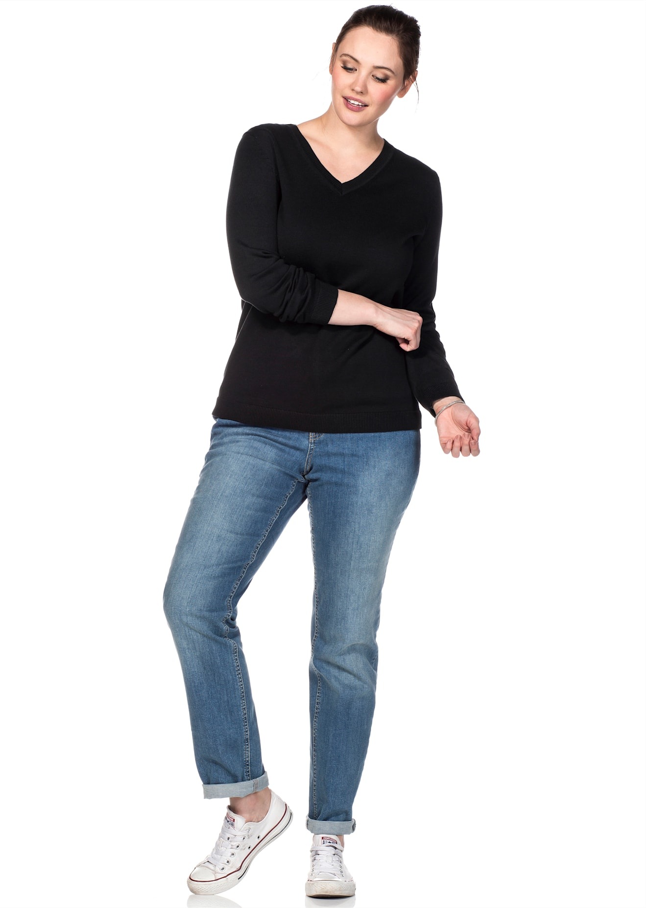 Sheego Strickpullover »V-Ausschnitt-Pullover«