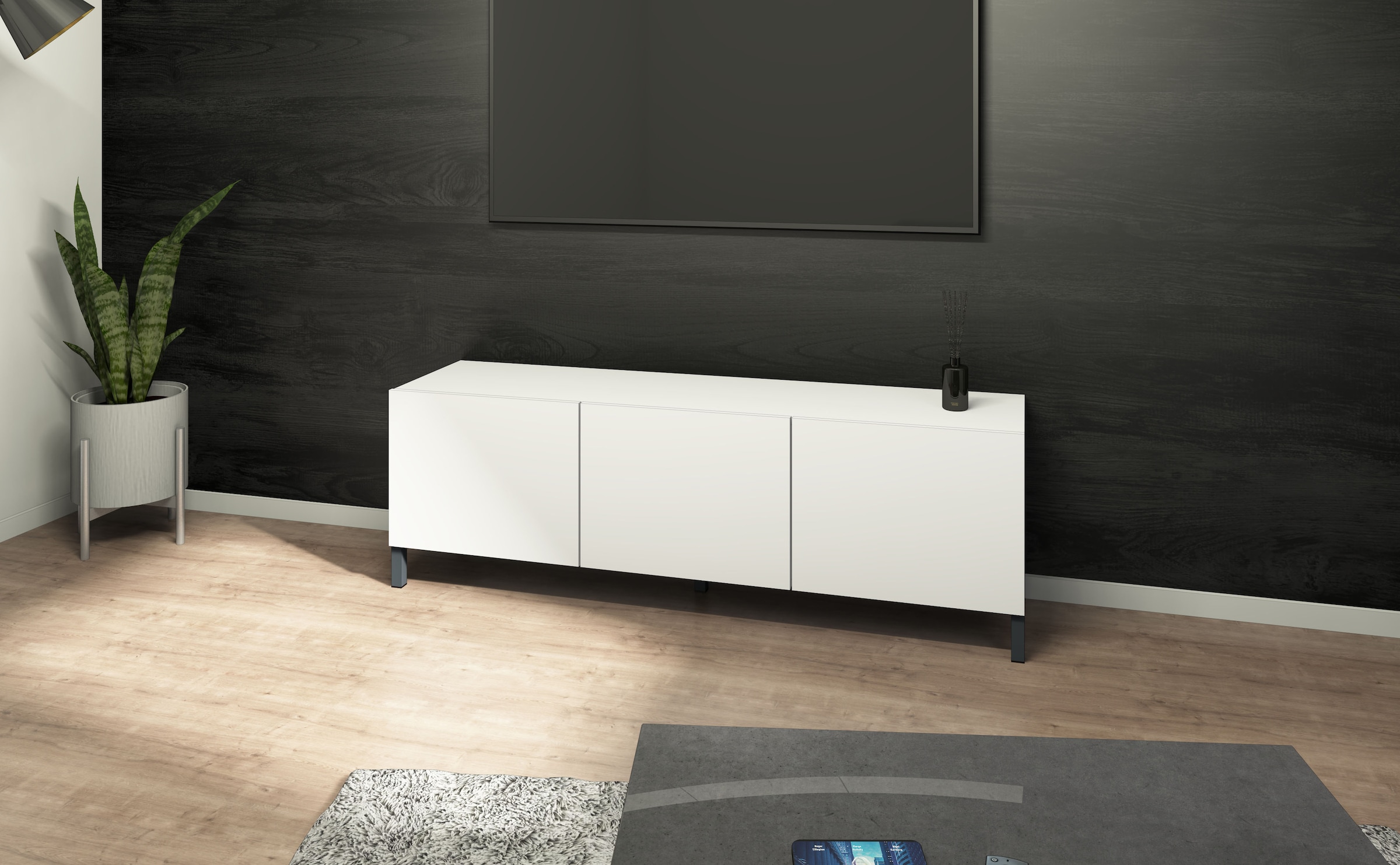 borchardt Möbel Lowboard Metallfüsse, grifflose Optik