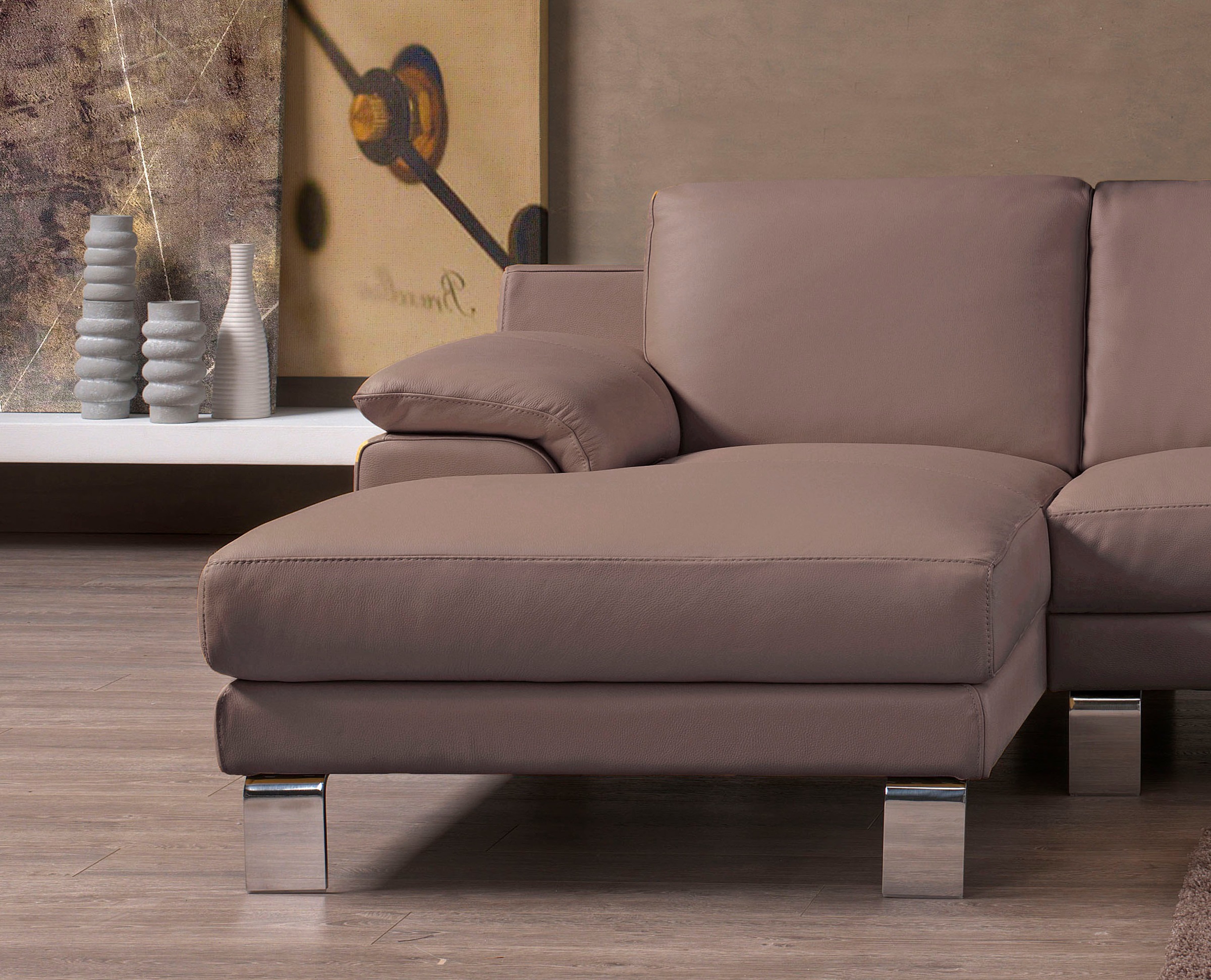 Egoitaliano Canapé d'angle »Shakira, Design und super Sitzkomfort auf hohem Niveau, tolle Details« mit Recamiere, L-Form, edle Füsse