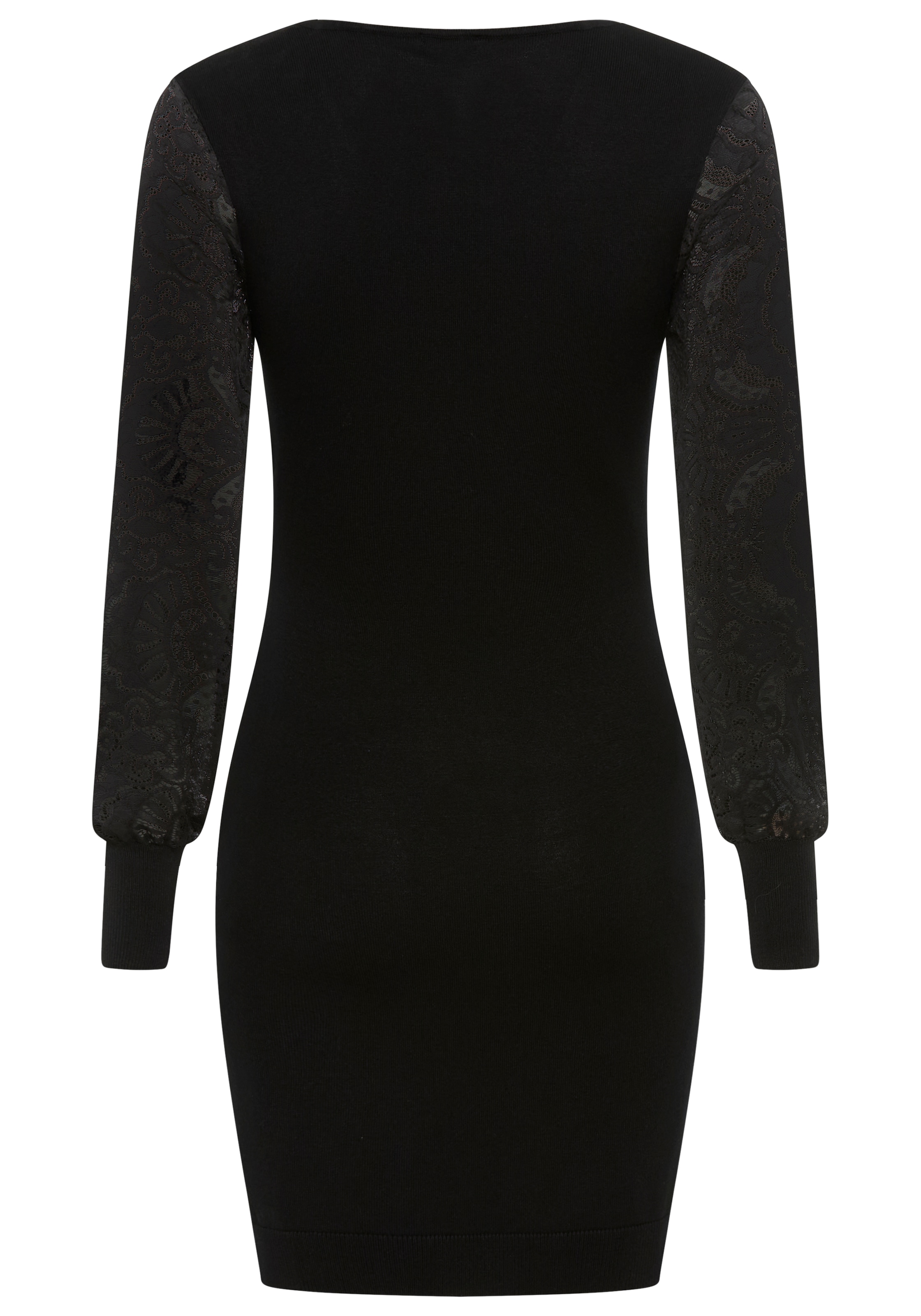 Bruno Banani Strickkleid, aus Feinstrick mit edlen Spitzenärmeln