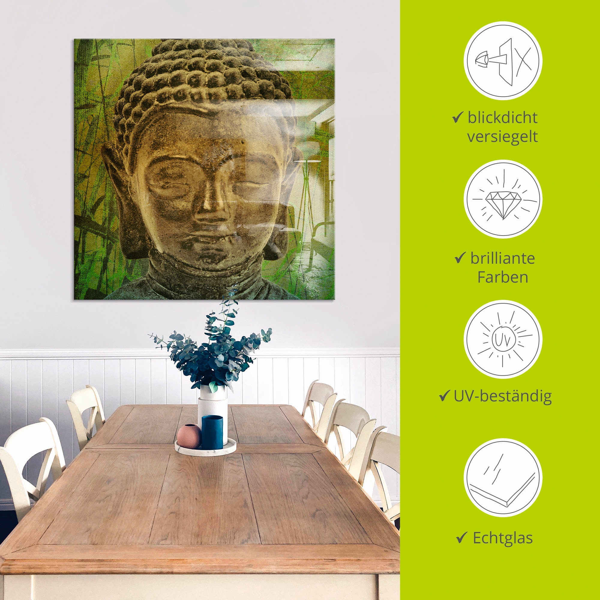 Artland Glasbild »Buddha II«, Religion, (1 St.), in verschiedenen Grössen